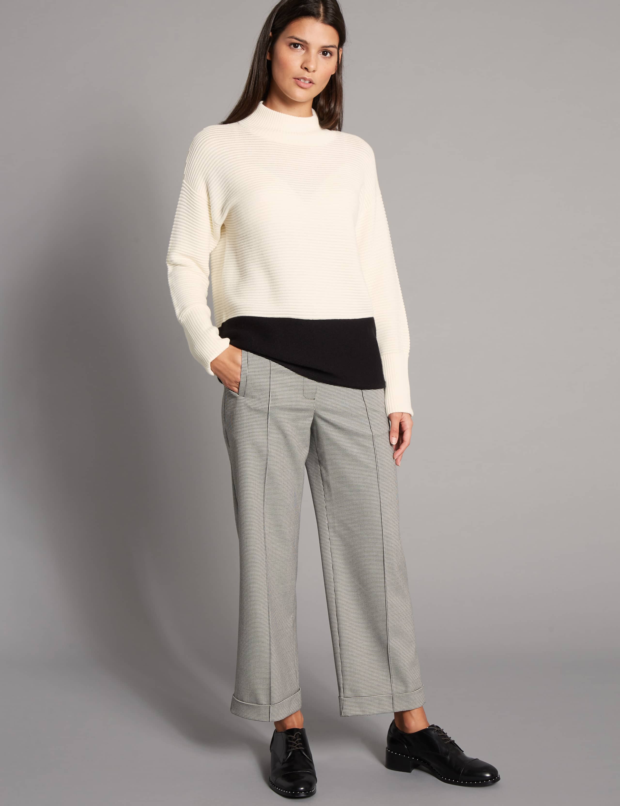 Dogtooth Print Straight Leg Trousers 1 of 5