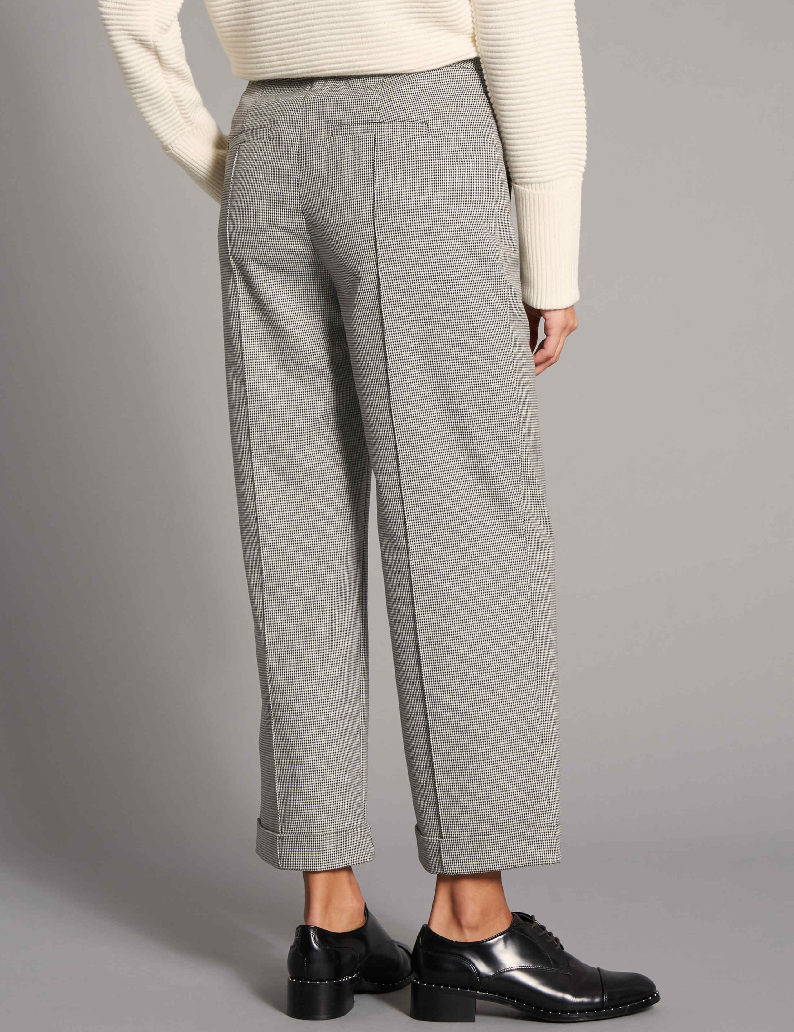 Dogtooth Print Straight Leg Trousers 3 of 5
