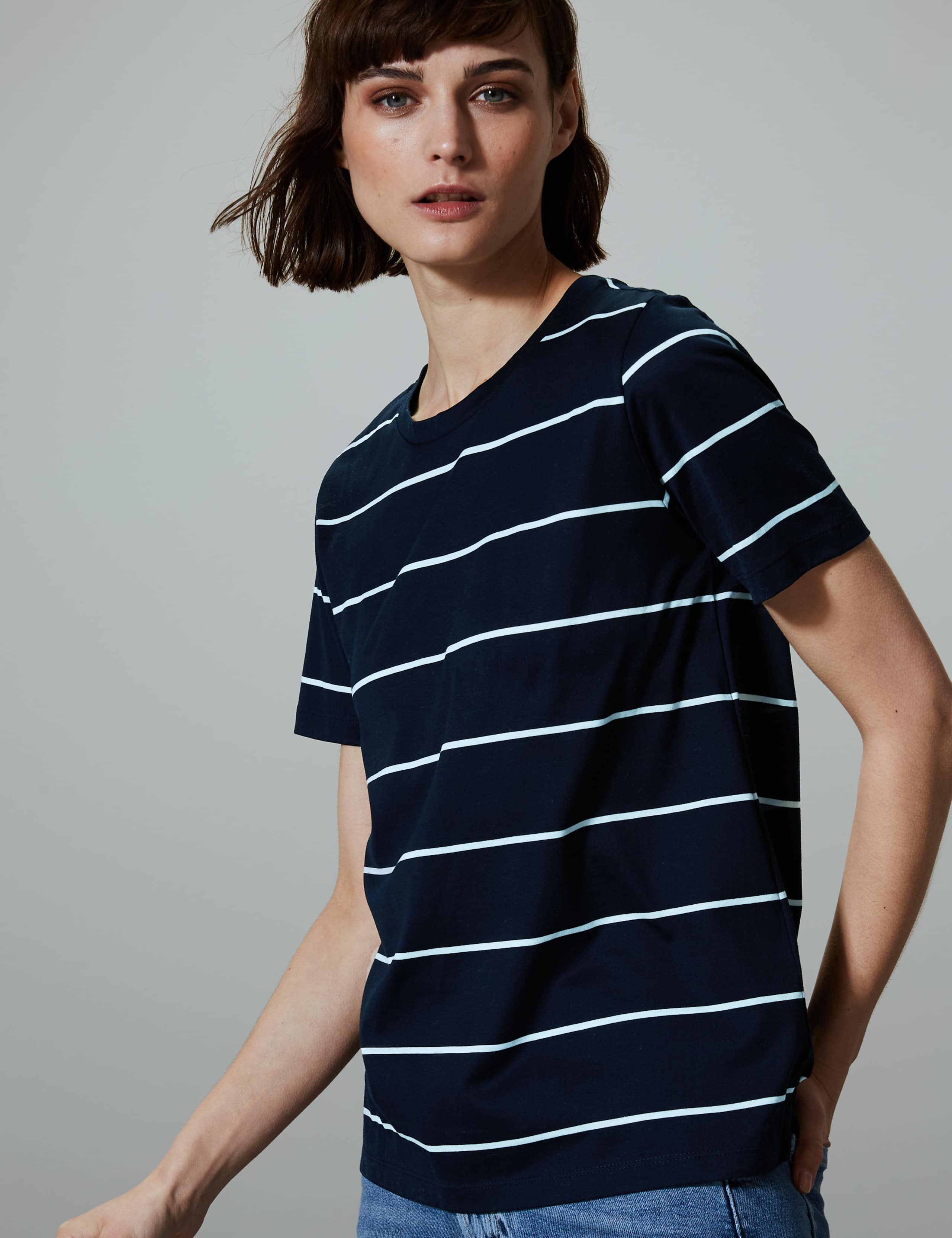 Pure Cotton Striped Short Sleeve T-Shirt 1 of 4
