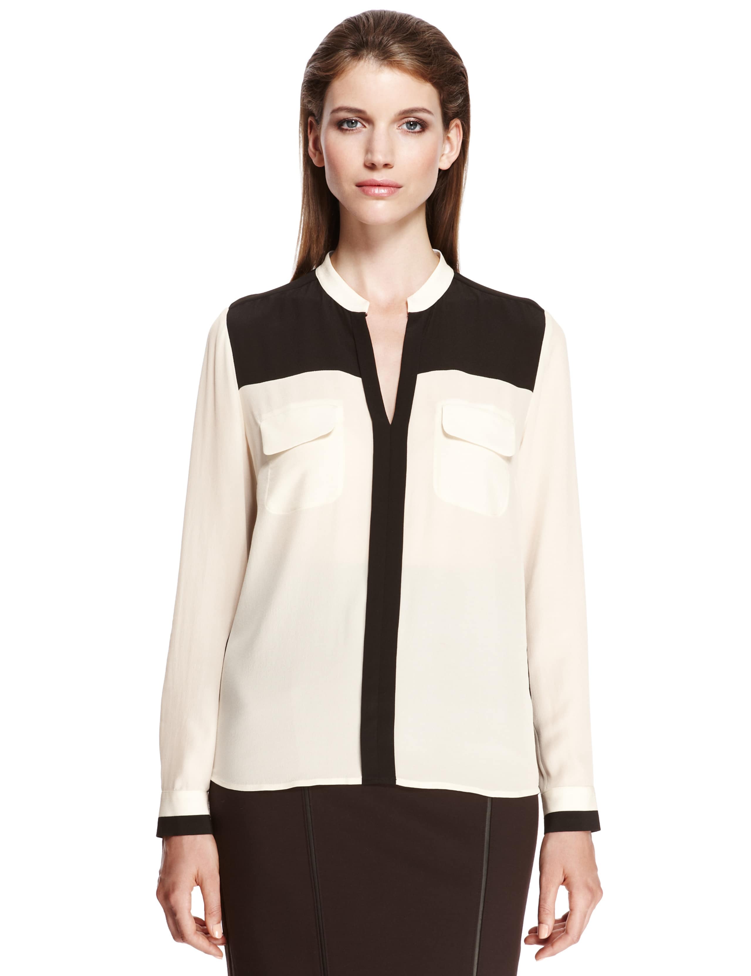 Pure Silk Colour Block Blouse 1 of 8