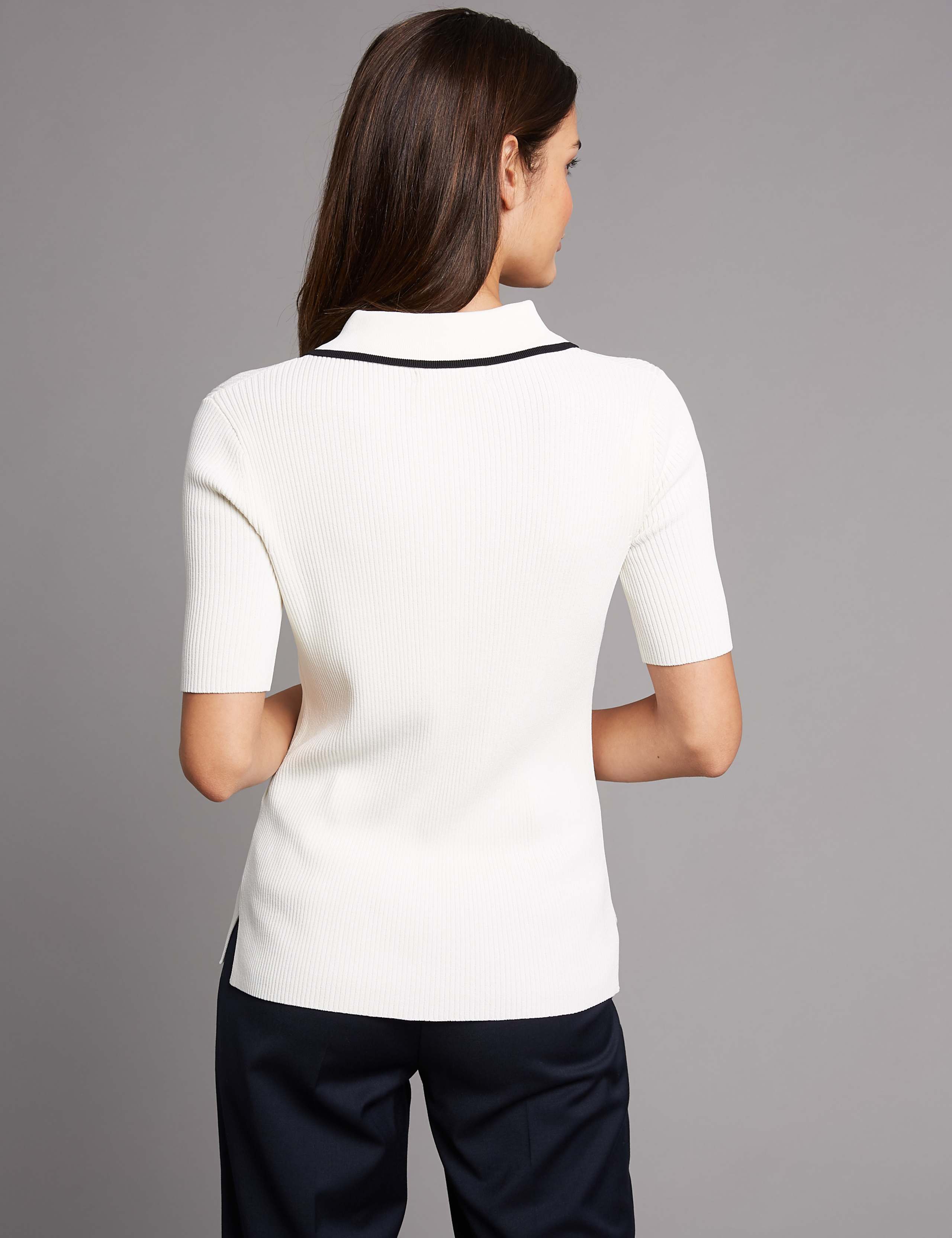 Textured Collared Neck Short Sleeve Jumper 3 of 3