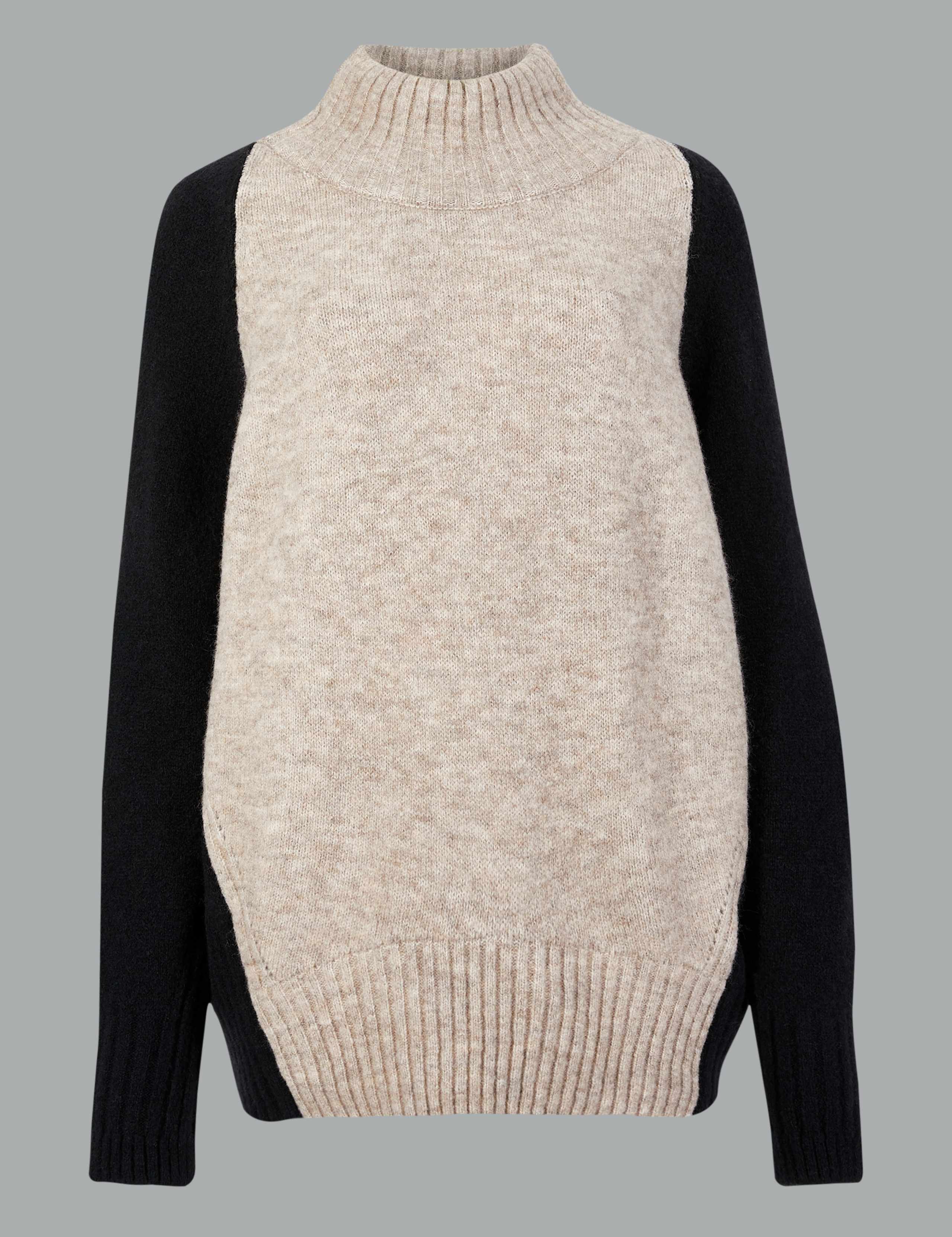 Wool Blend Colour Block Turtle Neck Jumper 2 of 4