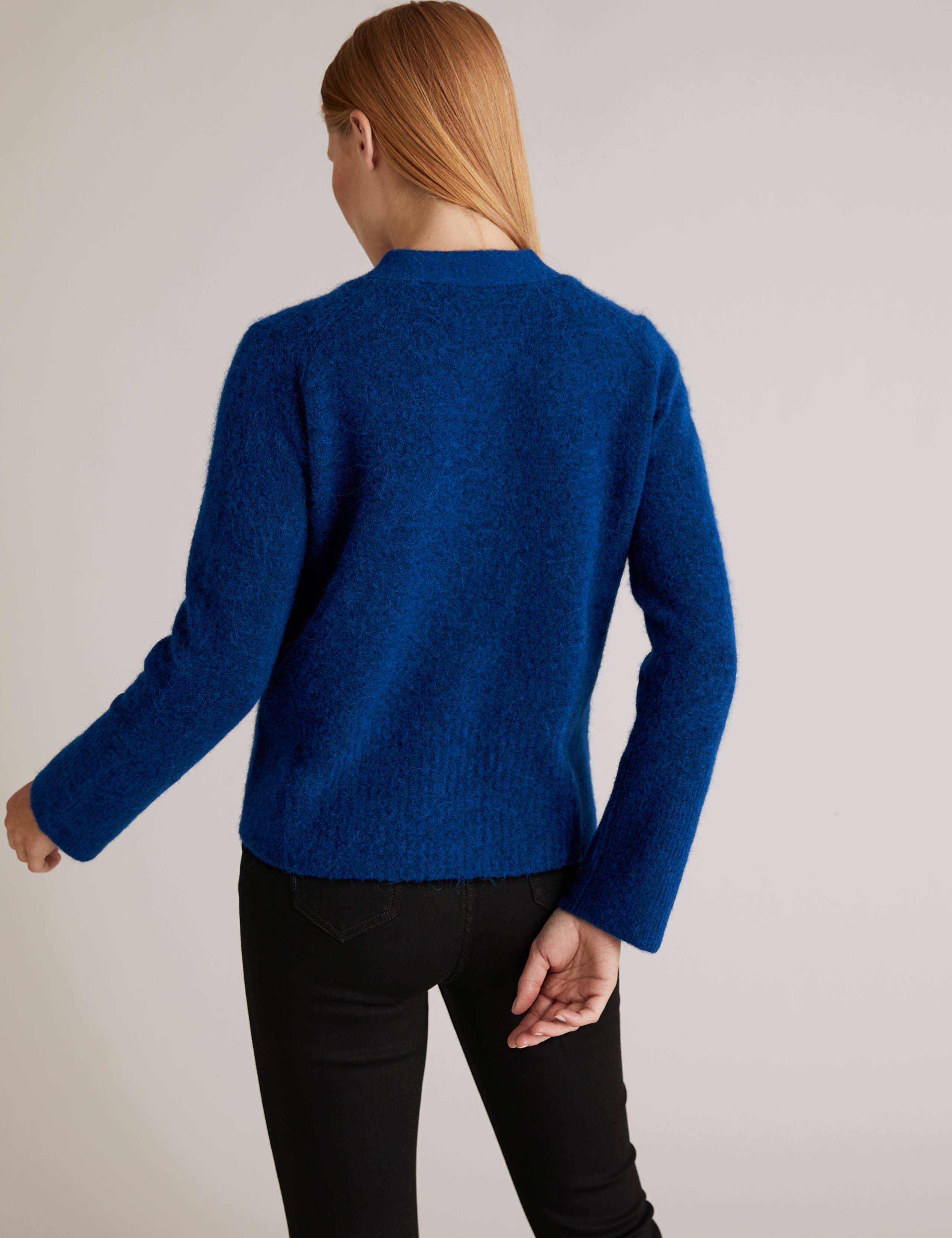 Wool Blend Textured Button Front Cardigan 6 of 6