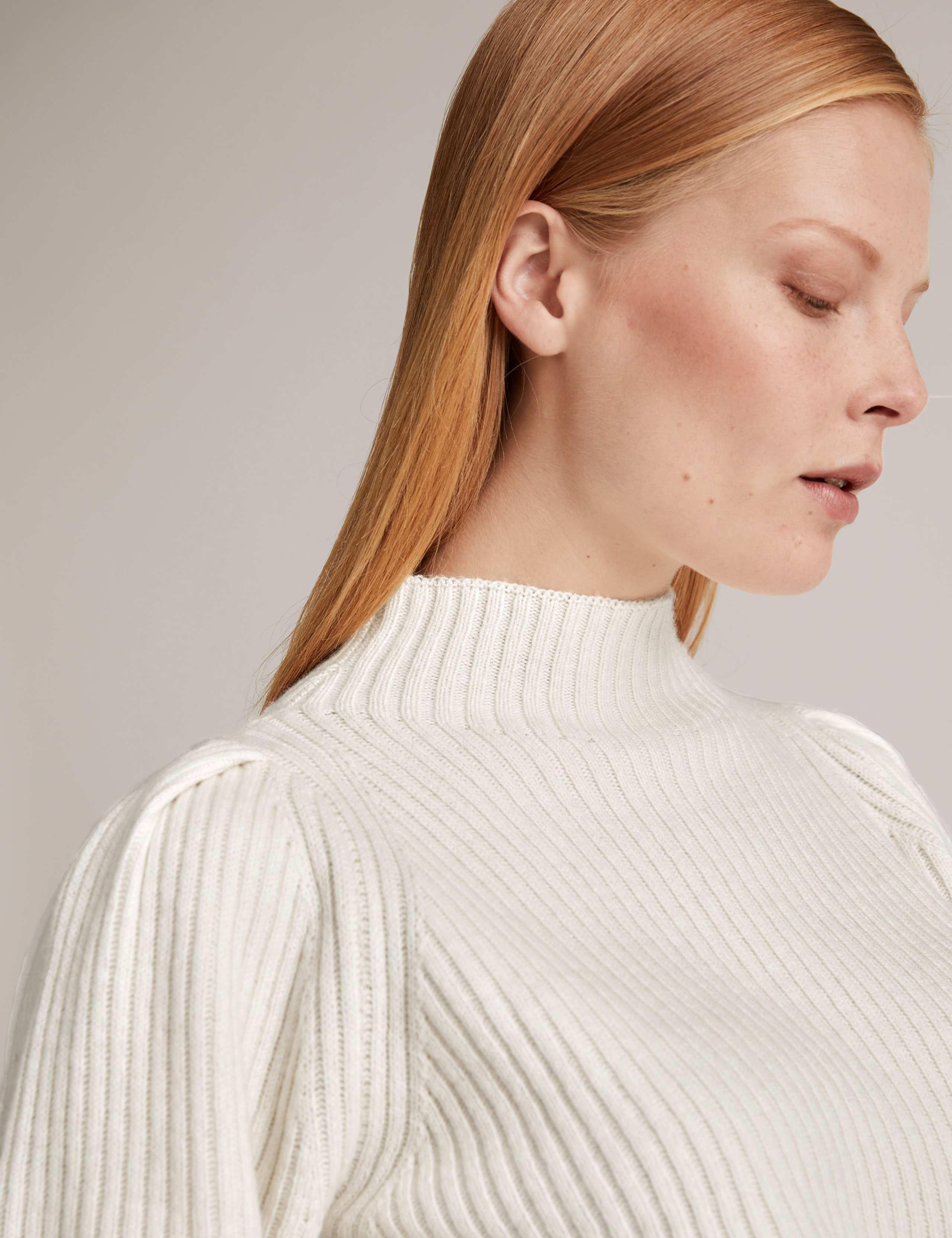 Ribbed Puff Sleeve Jumper with Wool 1 of 5
