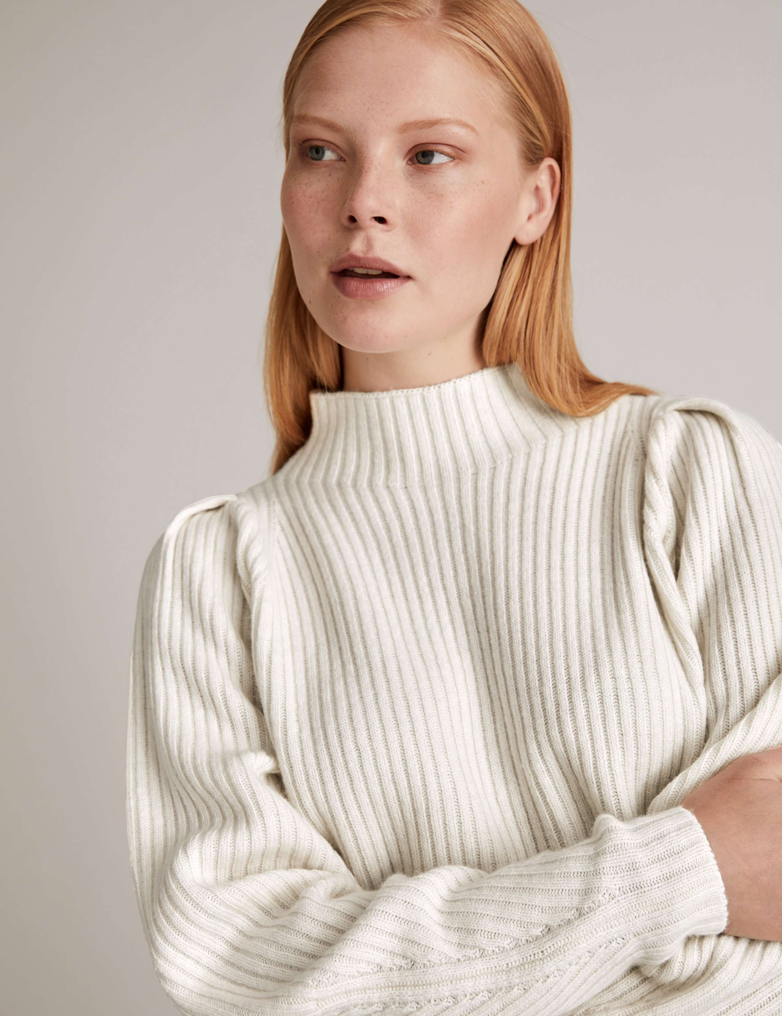 Ribbed Puff Sleeve Jumper with Wool 4 of 5