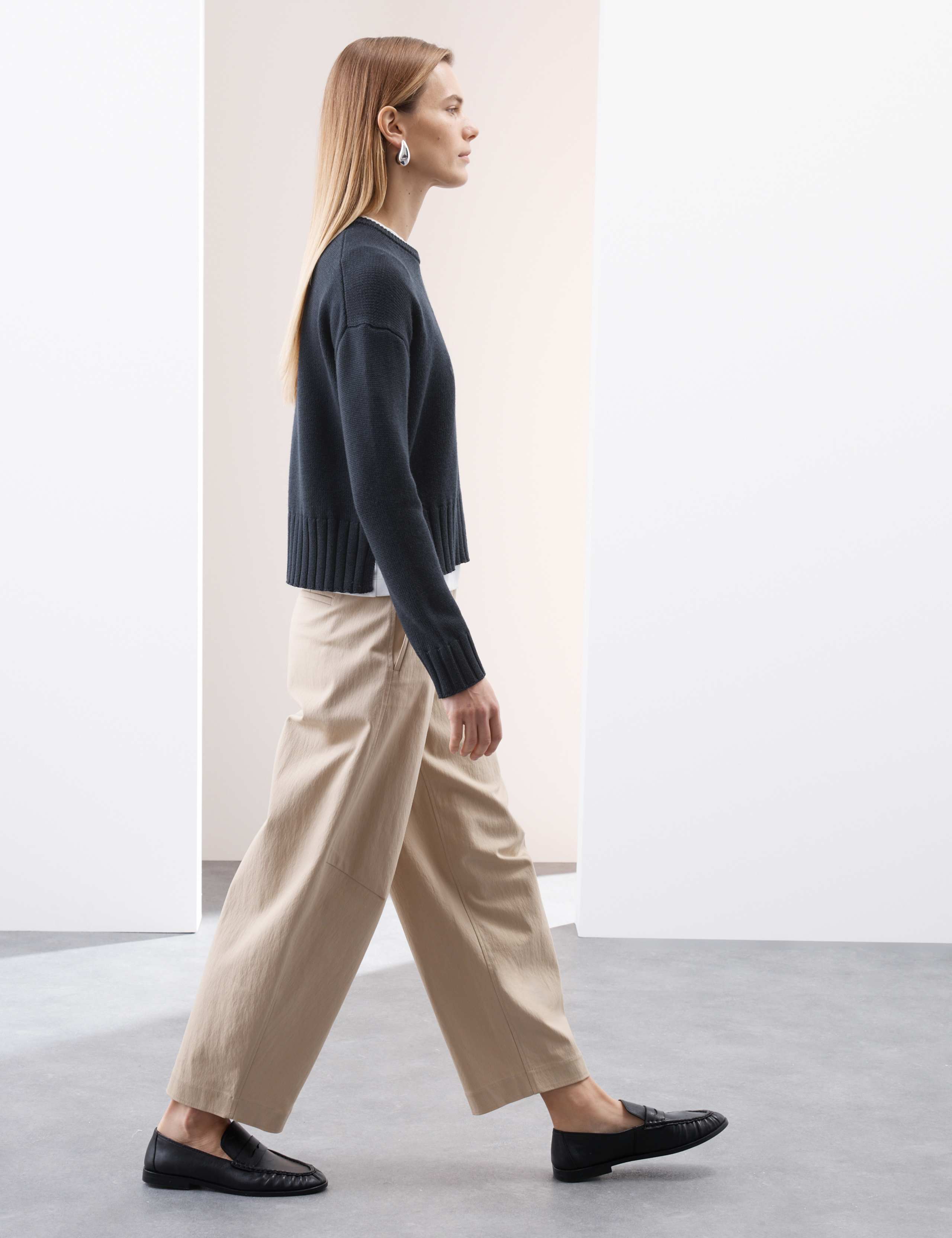 Pure Merino Wool Ribbed Crew Neck Jumper 5 of 8