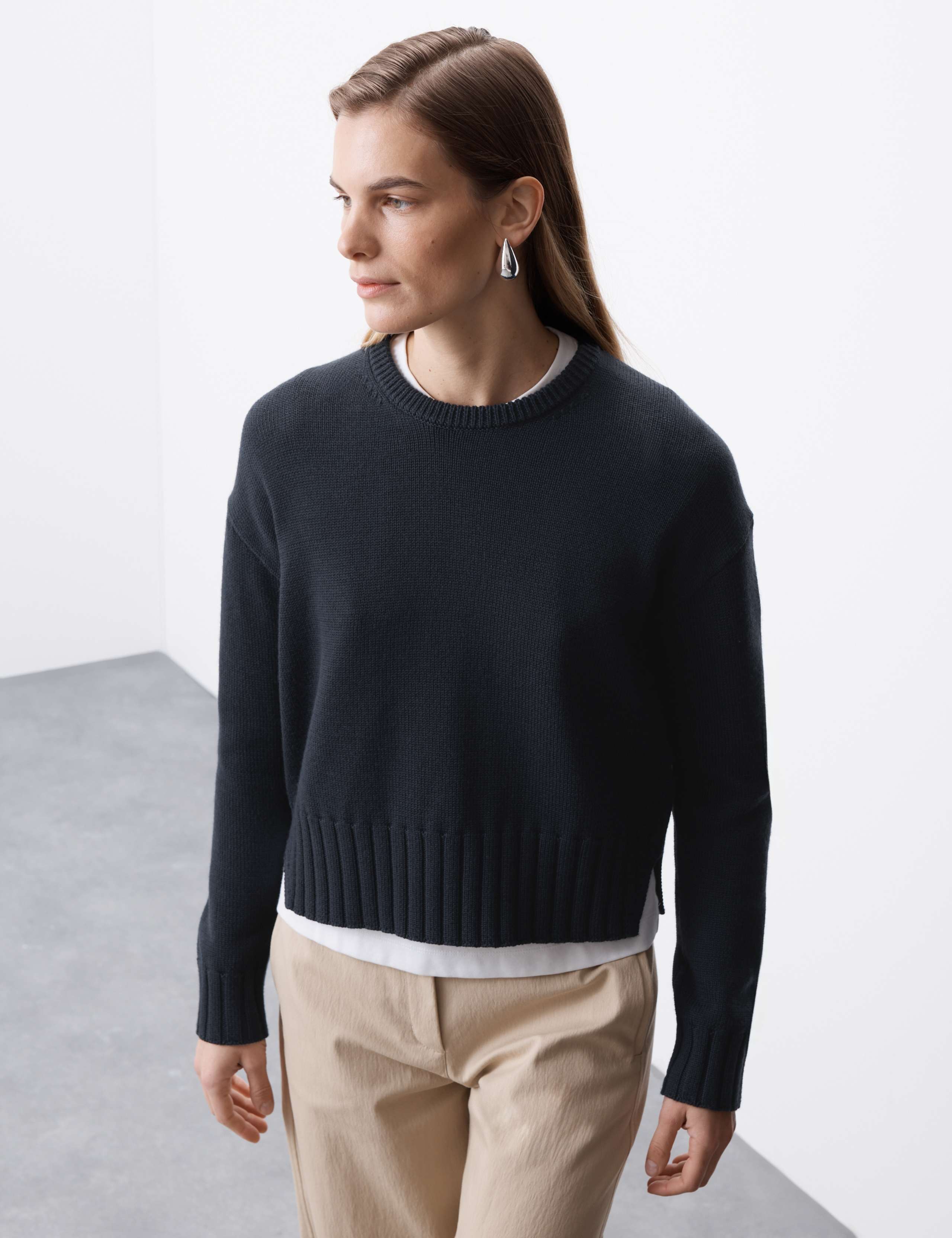 Pure Merino Wool Ribbed Crew Neck Jumper 6 of 8