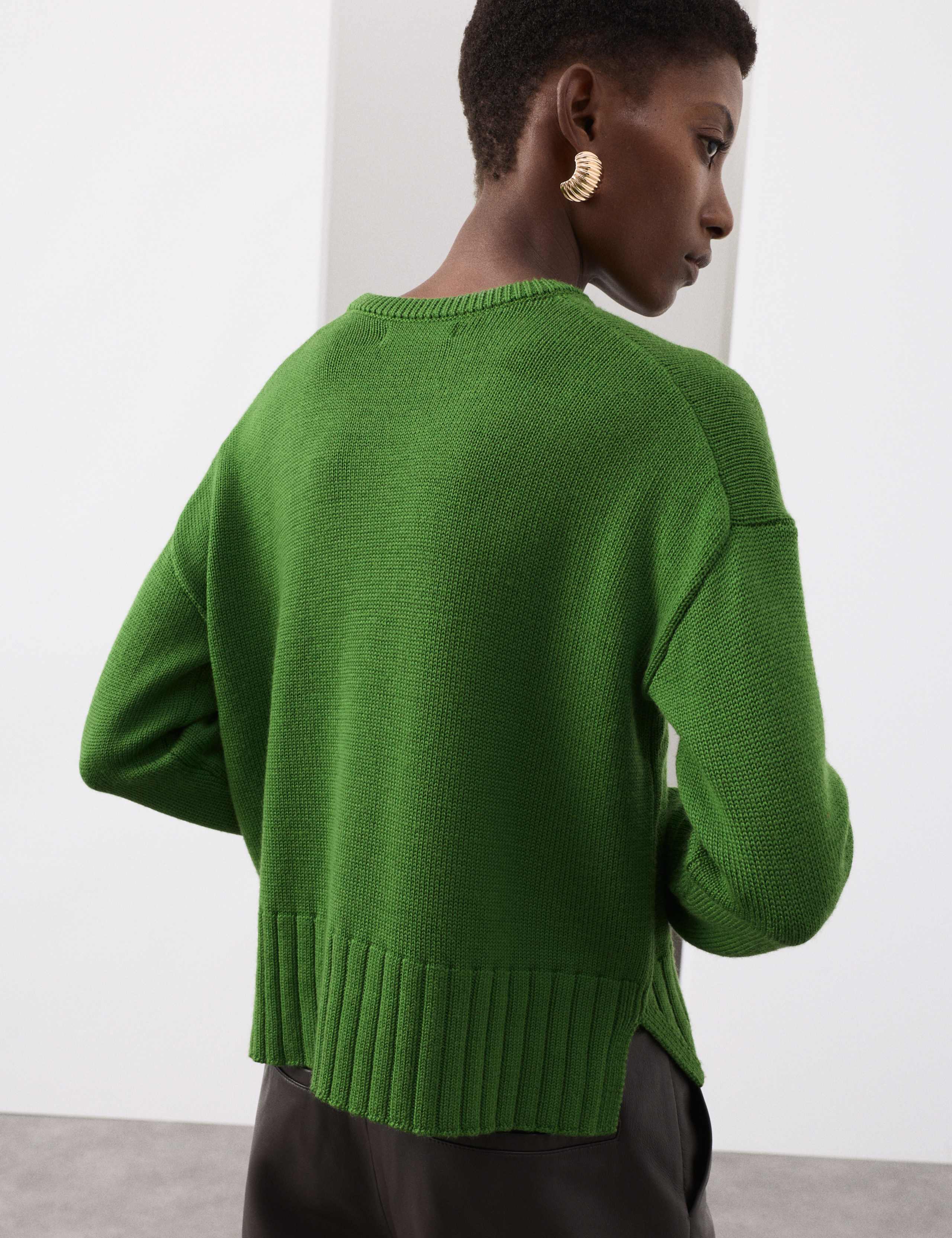 Pure Merino Wool Ribbed Crew Neck Jumper 3 of 6