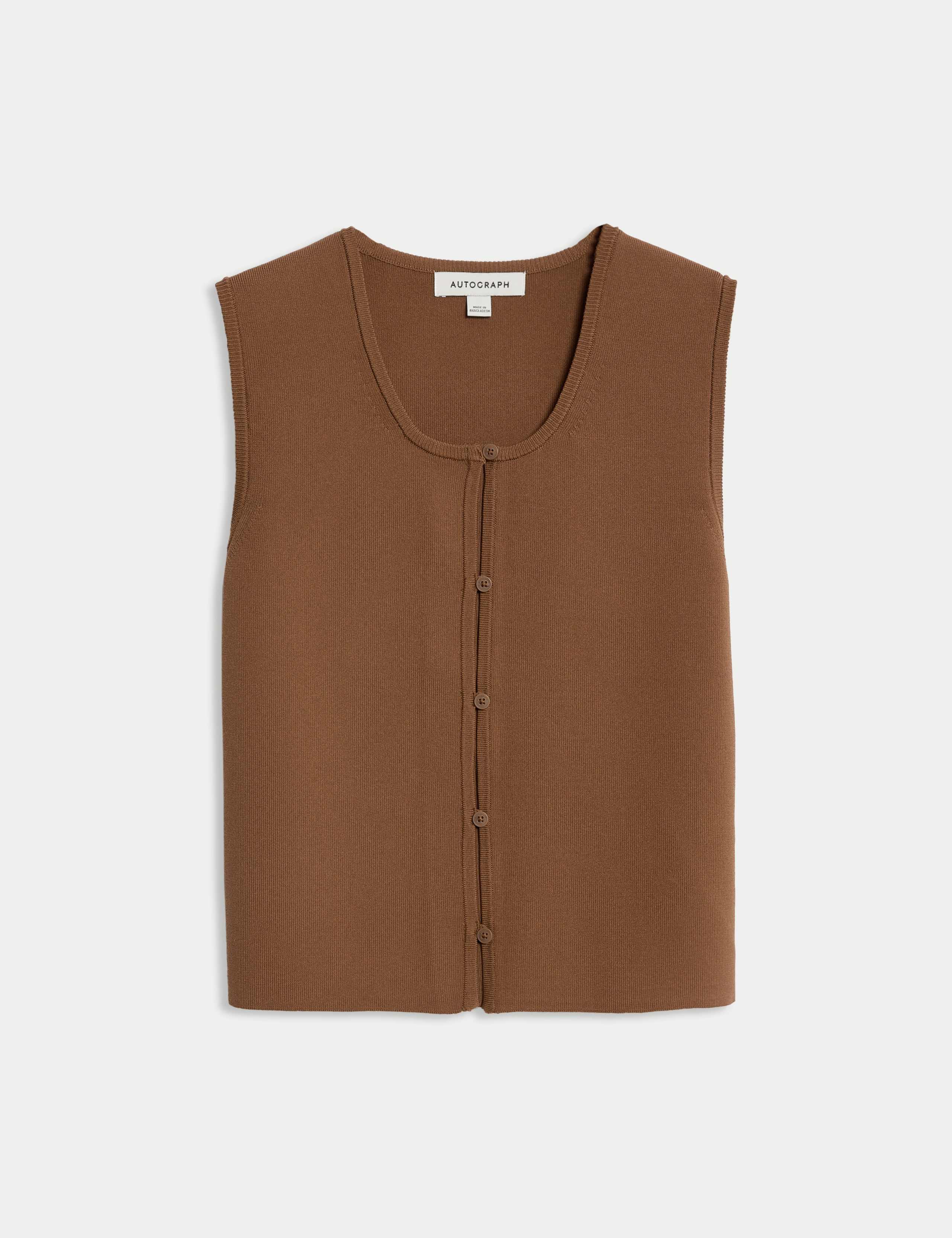 Scoop Neck Button Through Knitted Vest 2 of 4