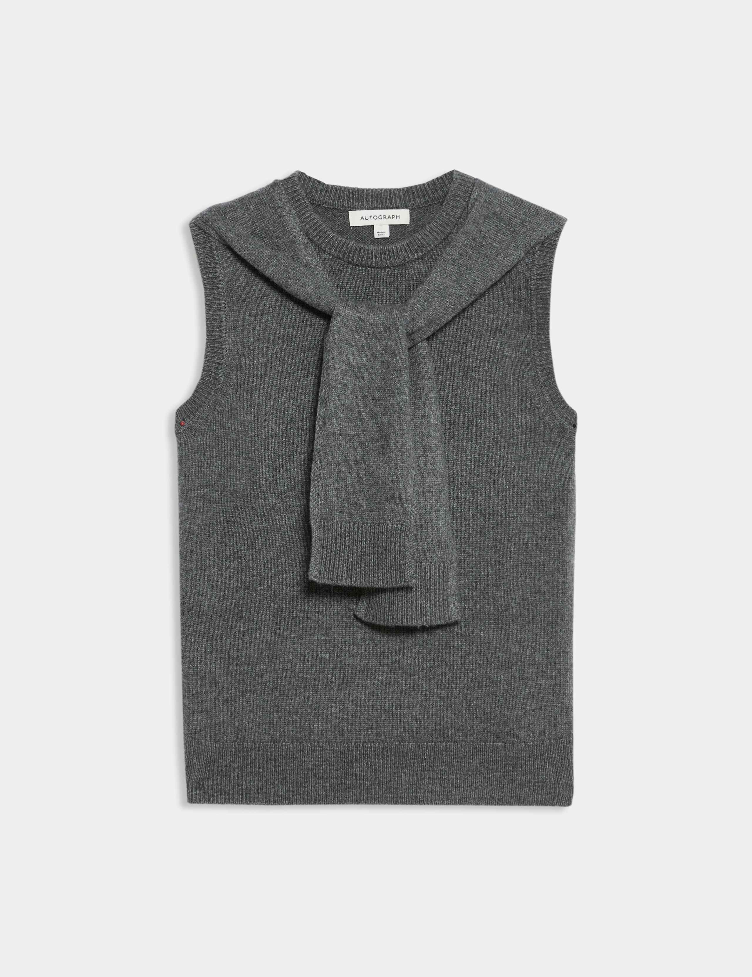 Merino Wool Rich Tie Front Knitted Vest 2 of 6