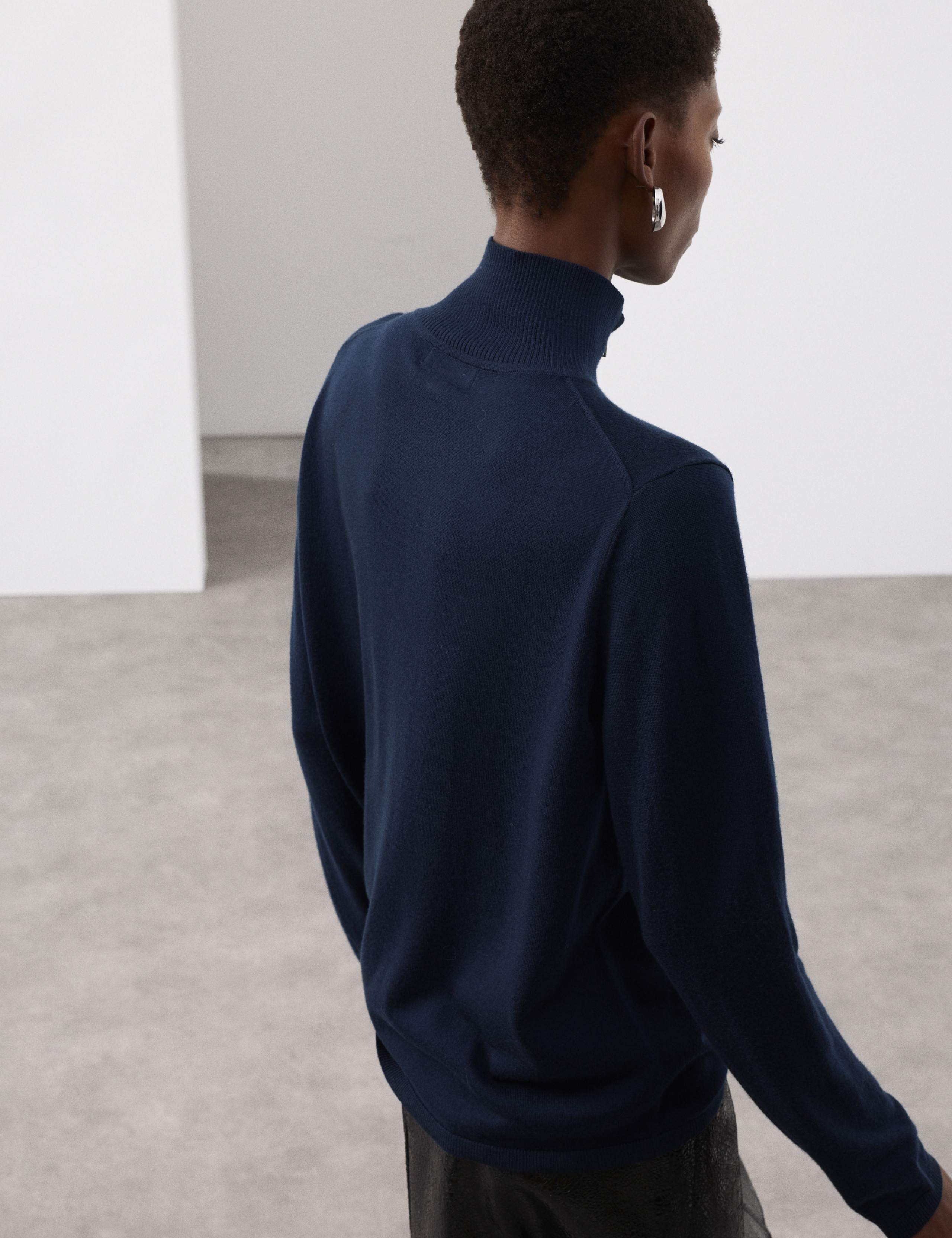 Pure Merino Wool Funnel Neck Half Zip Jumper 4 of 6