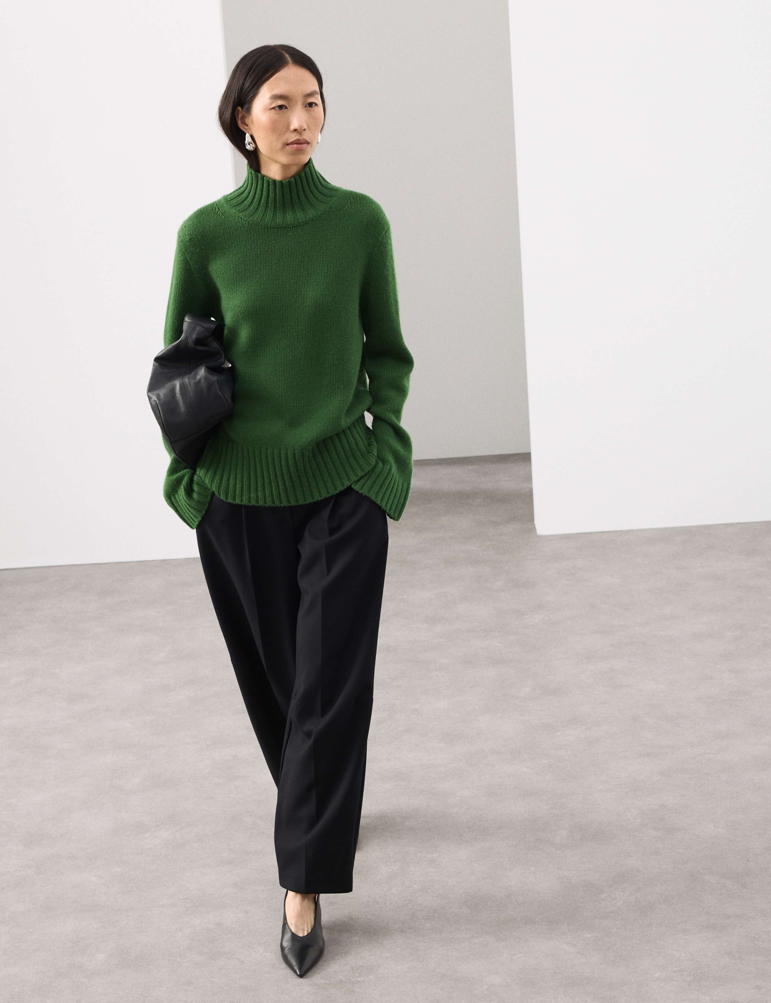 Ribbed Funnel Neck Jumper with Cashmere 3 of 5
