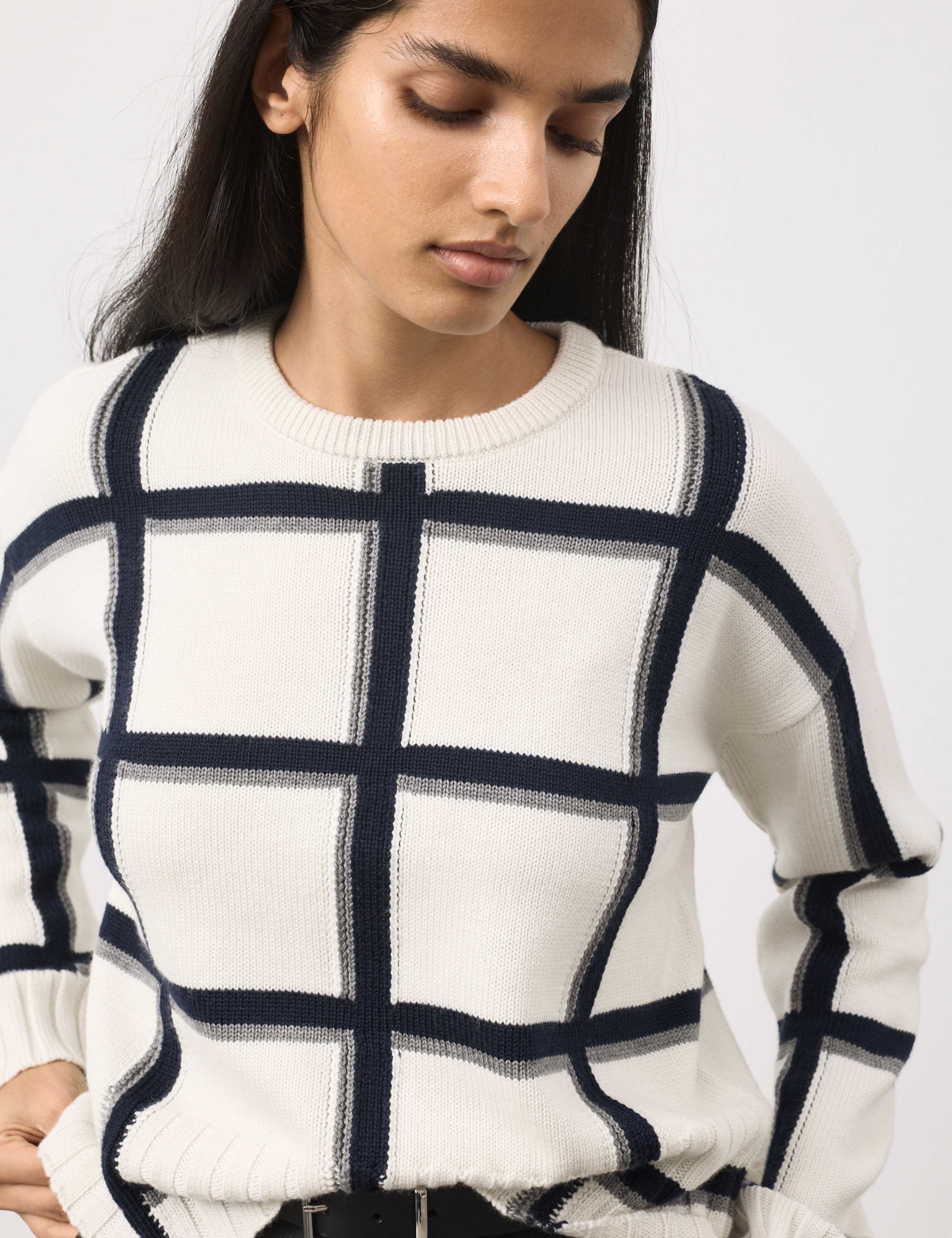 Pure Merino Wool Checked Jumper 2 of 6