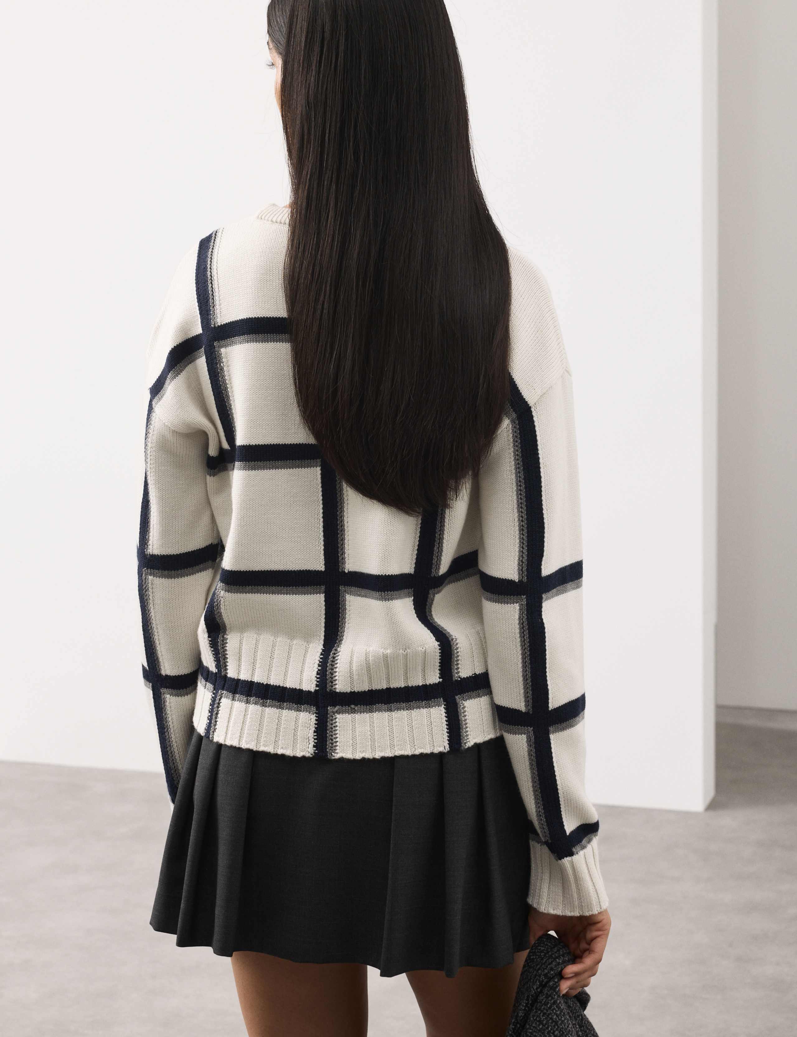 Pure Merino Wool Checked Jumper 5 of 6