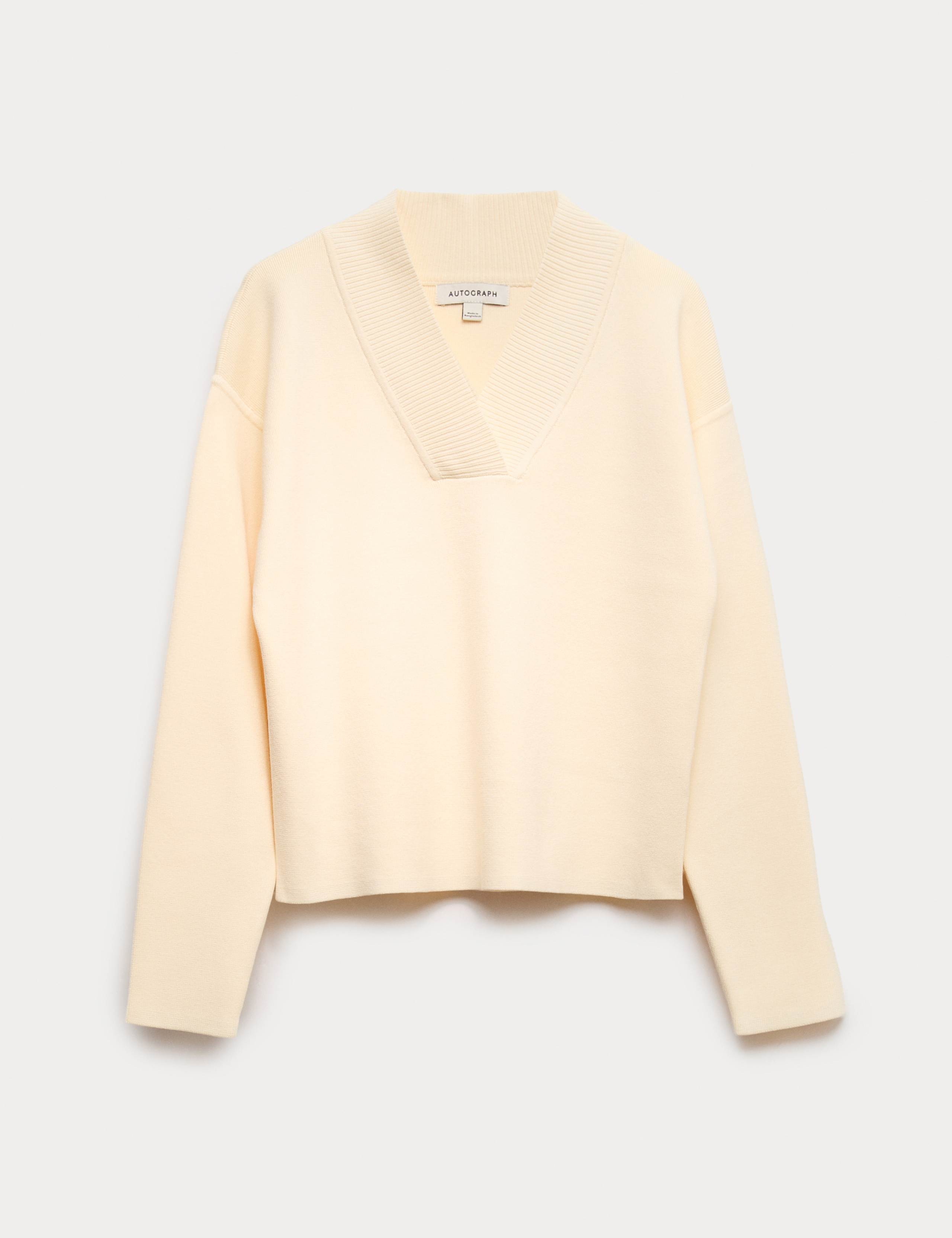 Ribbed Cropped V-Neck Jumper 2 of 6