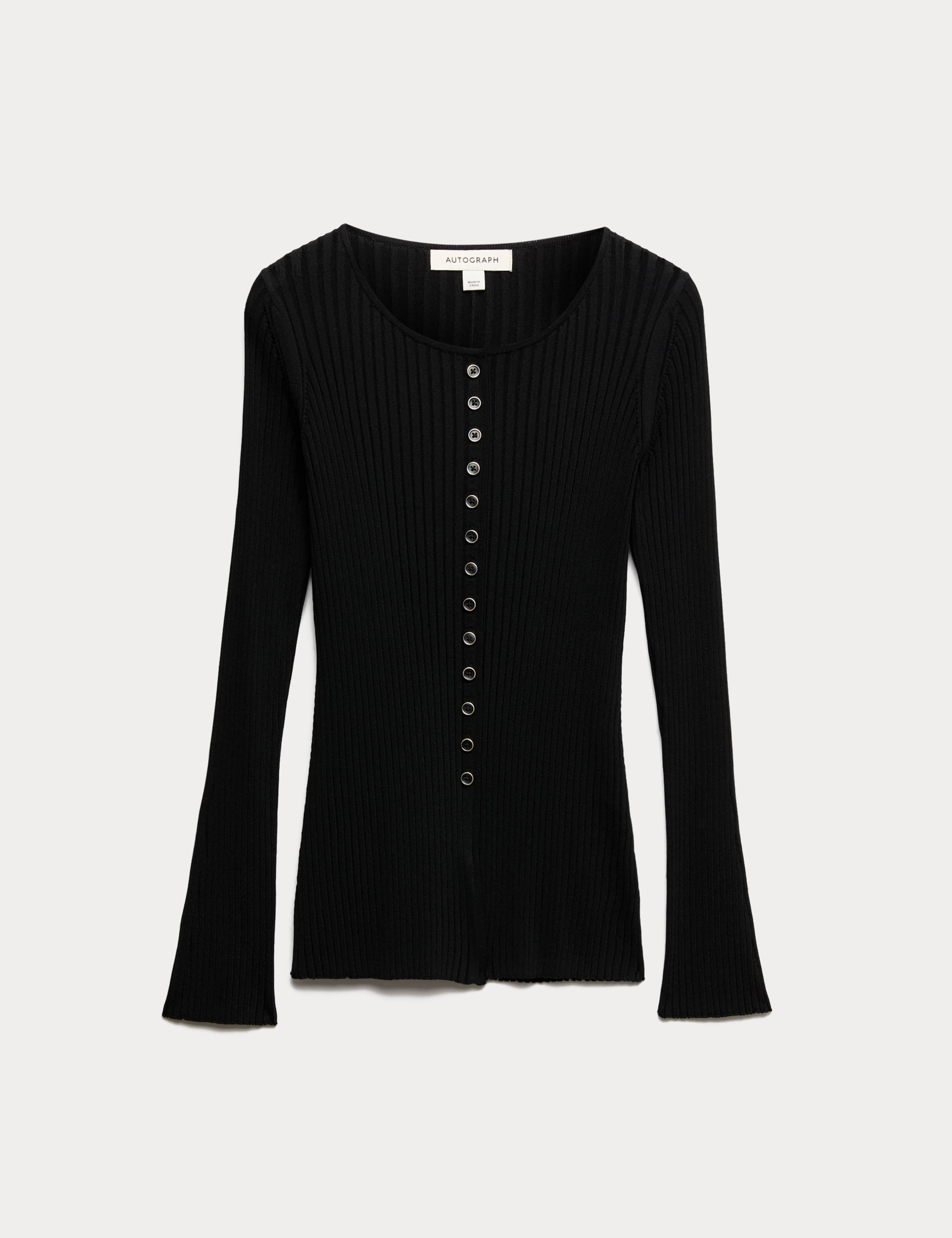 Ribbed Crew Neck Cardigan 1 of 1