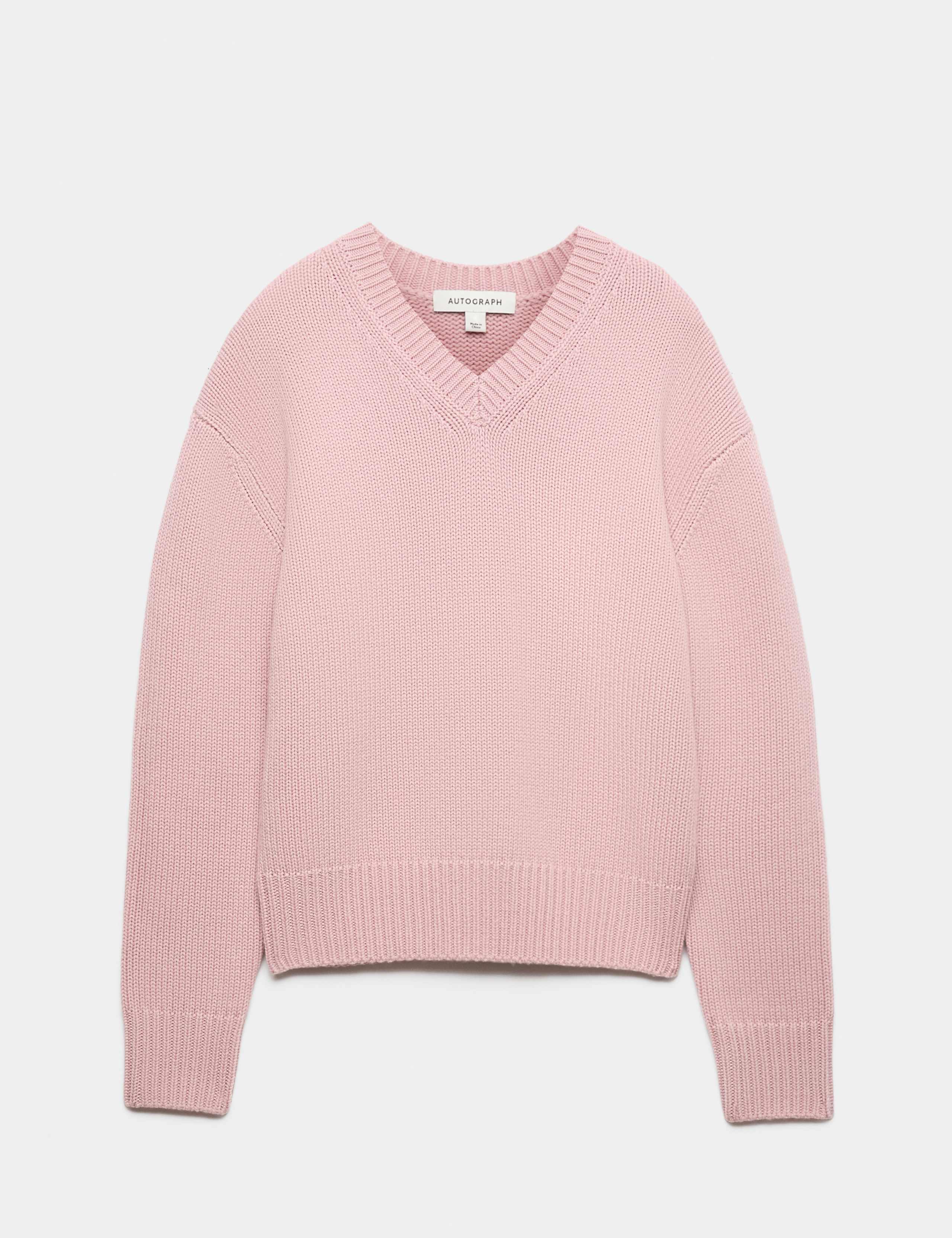 Merino Wool Rich V Neck Jumper with Cashmere 1 of 1