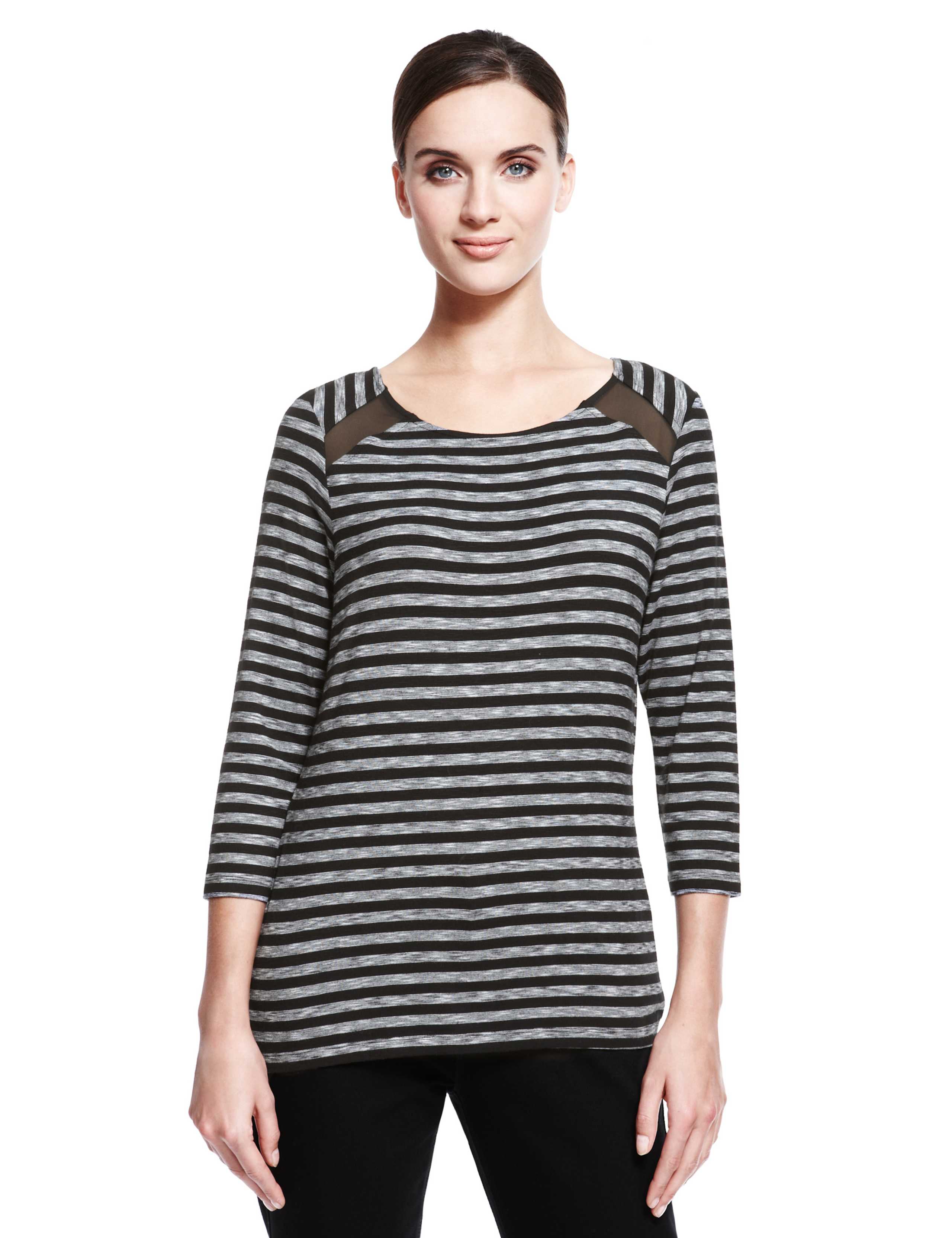 Mesh Insert Striped Top 1 of 7