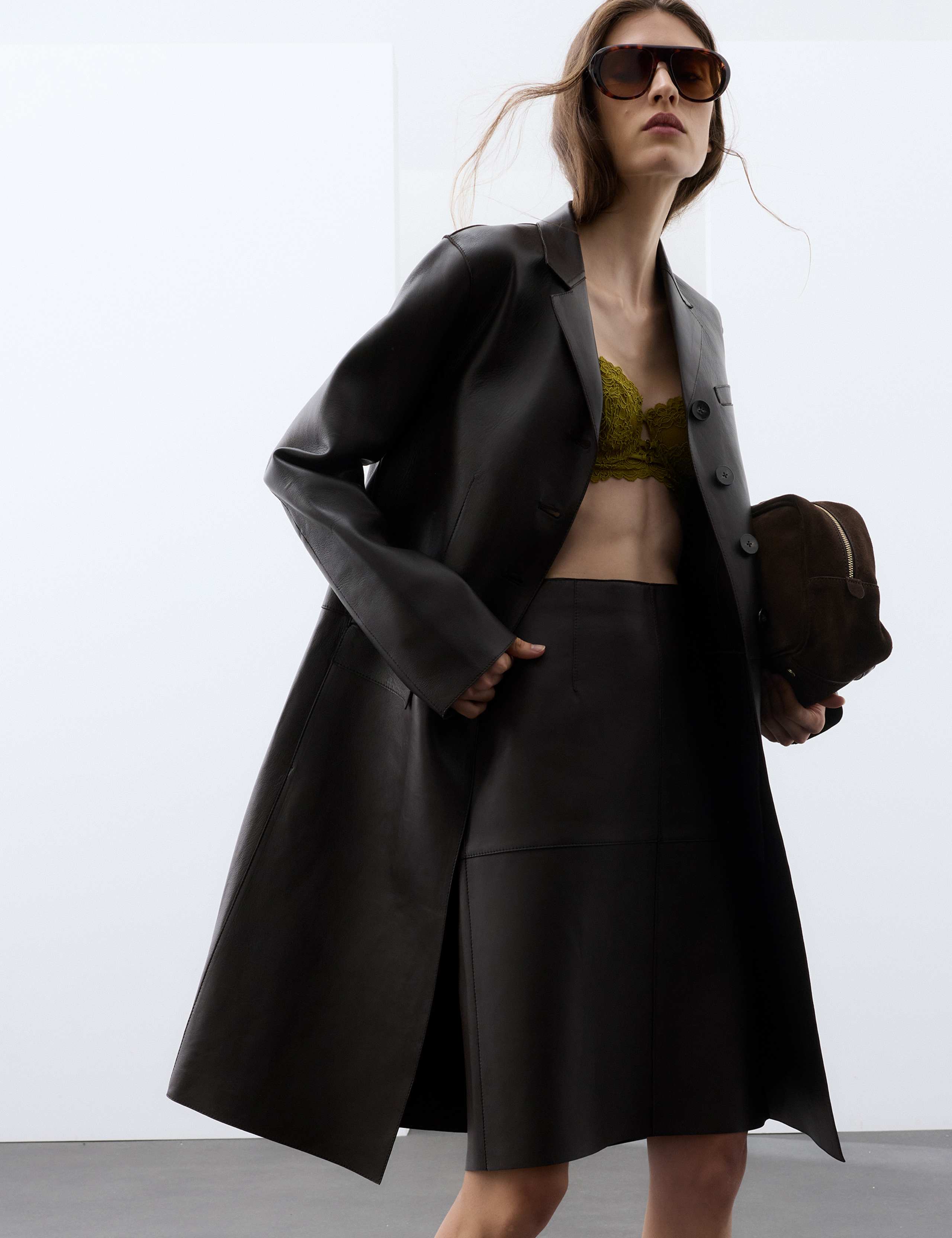 Pure Leather Knee Length Pencil Skirt 4 of 7