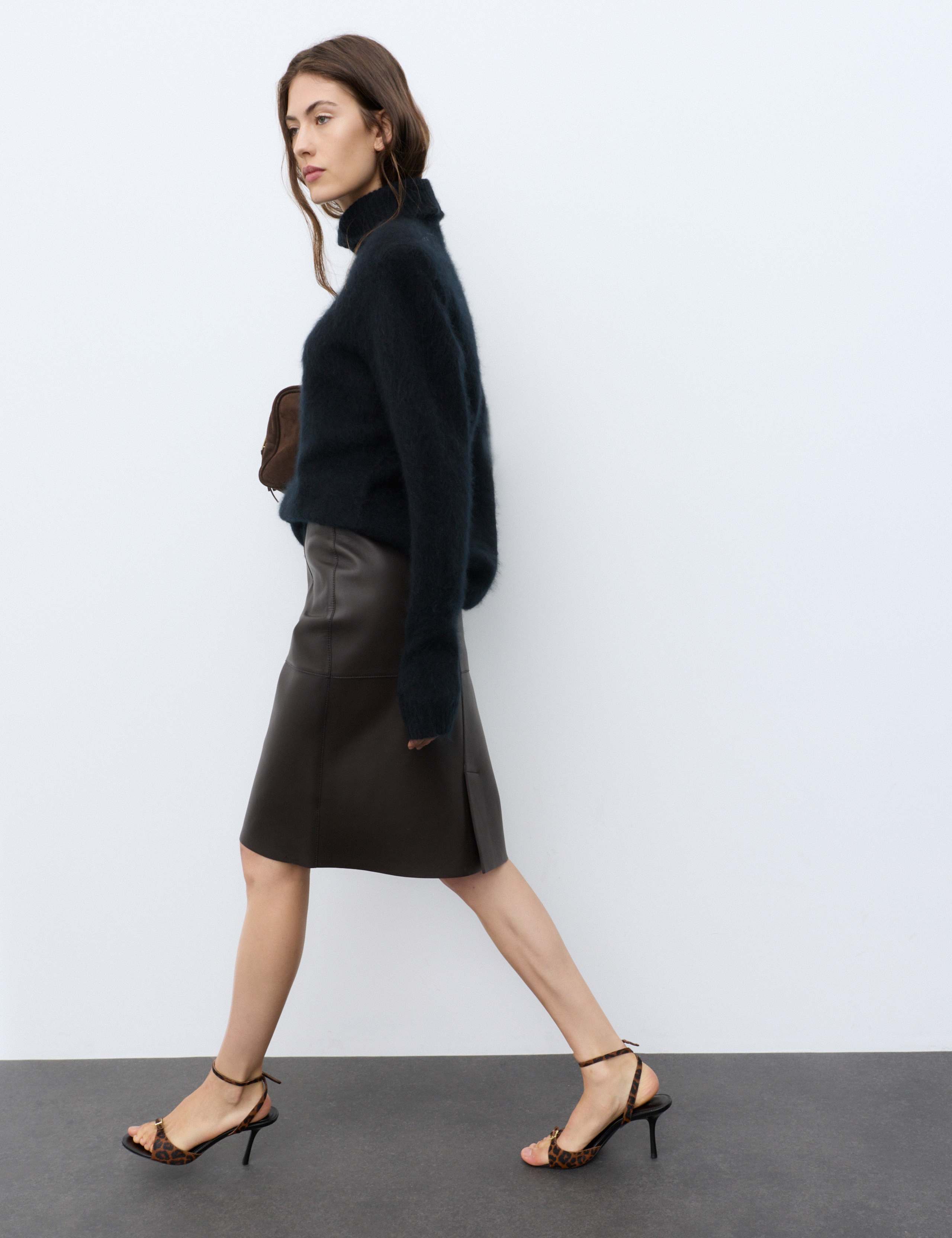 Pure Leather Knee Length Pencil Skirt 5 of 7