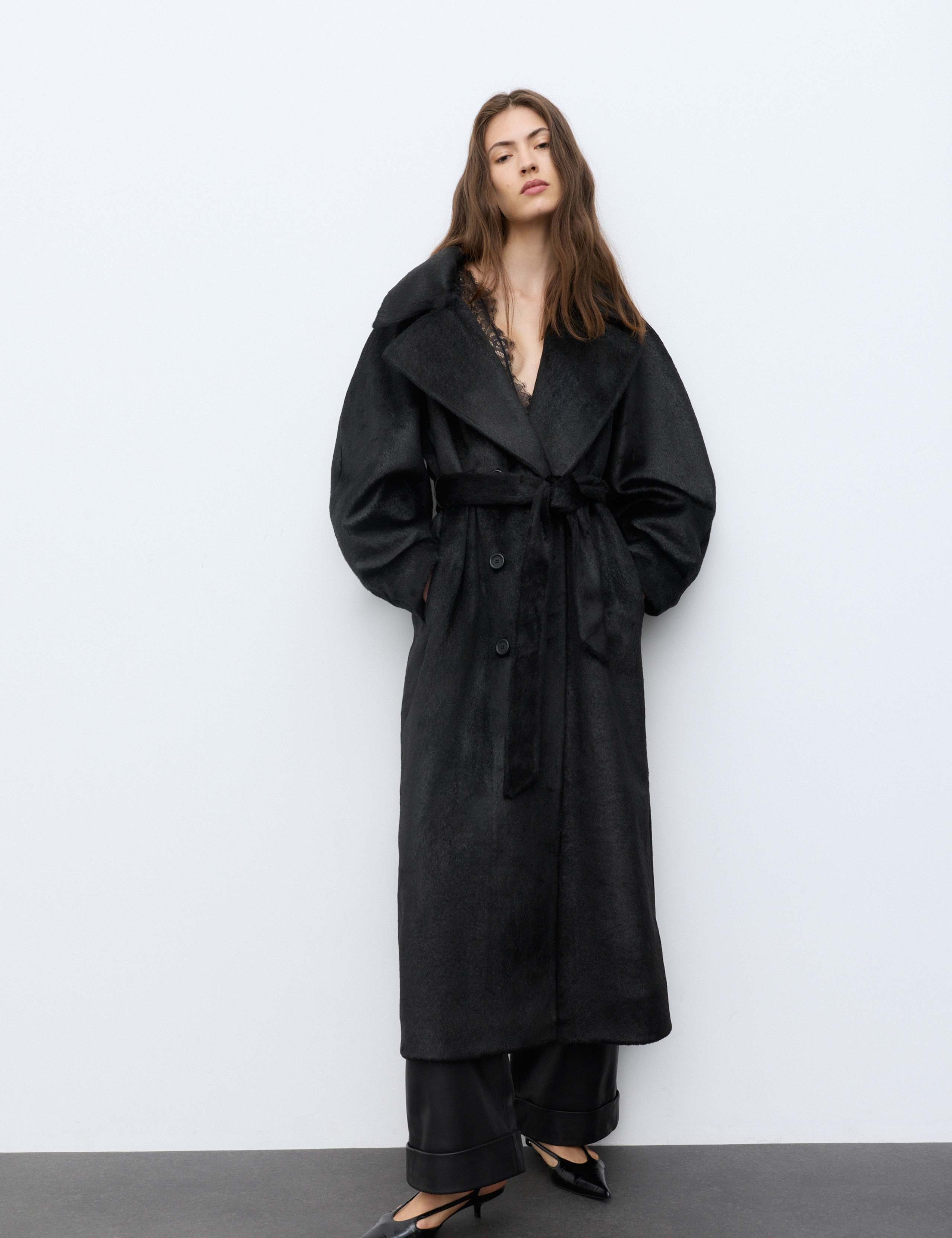 Faux Pony Fur Longline Coat 1 of 7