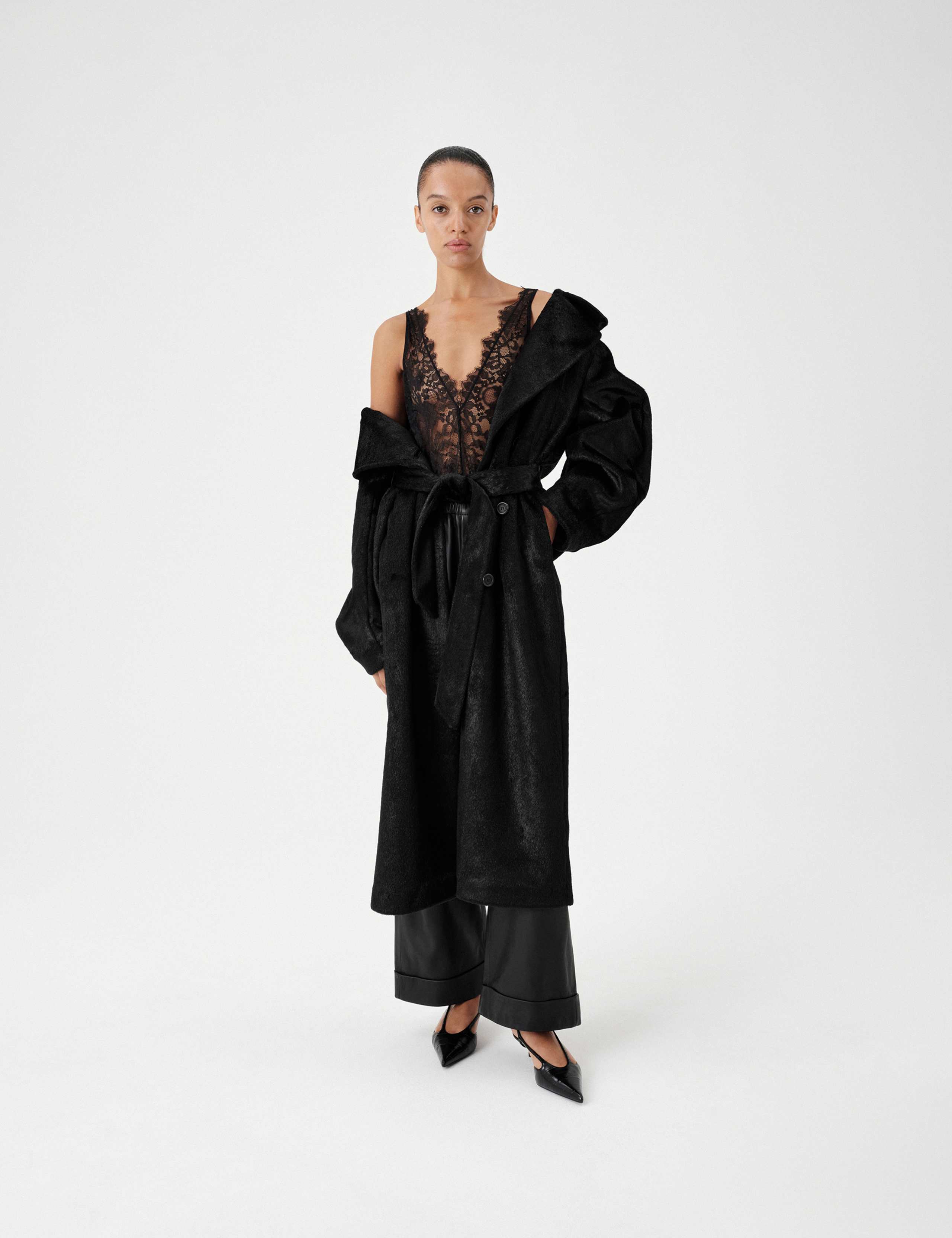 Faux Fur Double Breasted Longline Coat 3 of 10