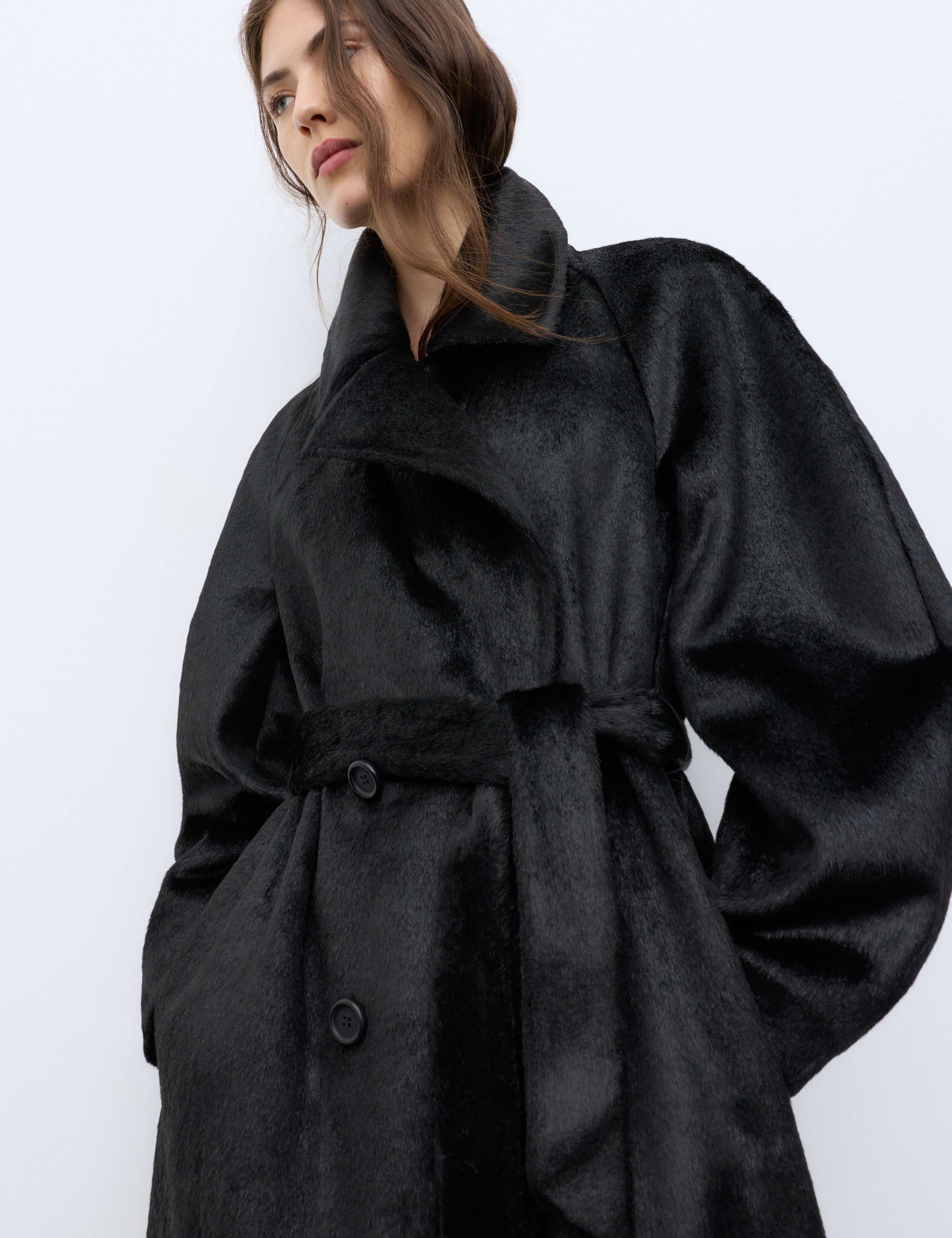 Faux Pony Fur Longline Coat 6 of 7