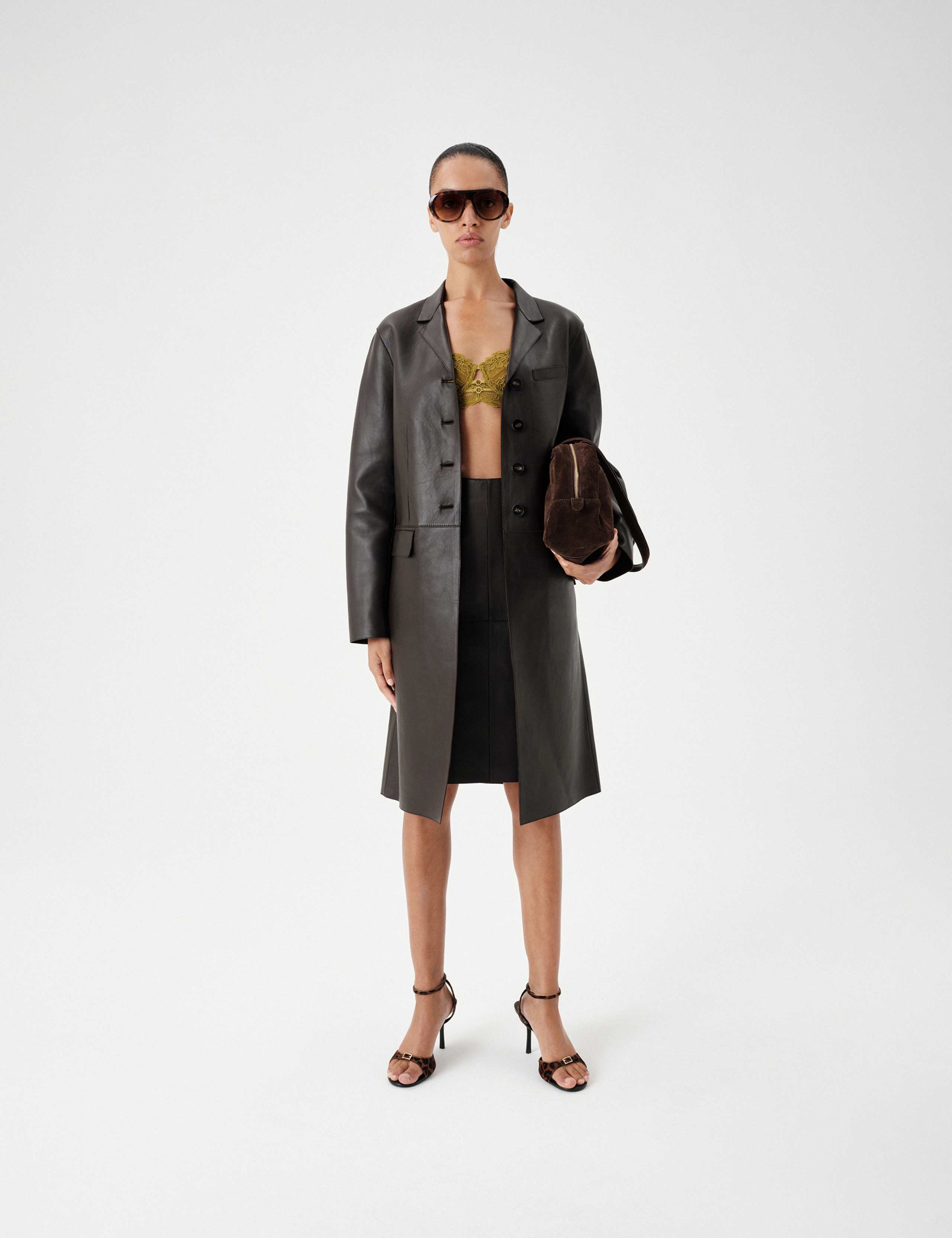 Pure Leather Longline Coat 3 of 9
