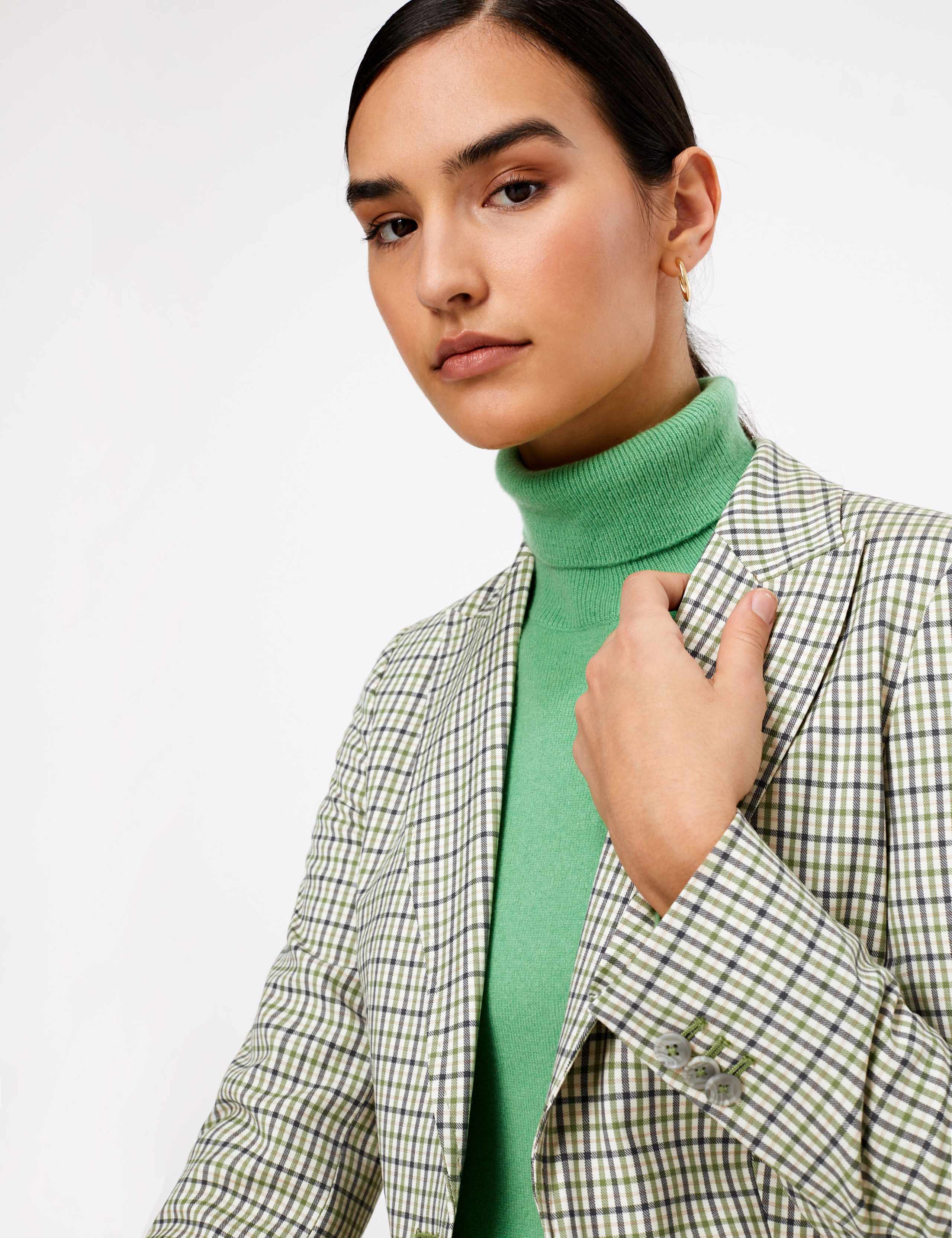 Wool Blend Checked Single Breasted Blazer 1 of 4