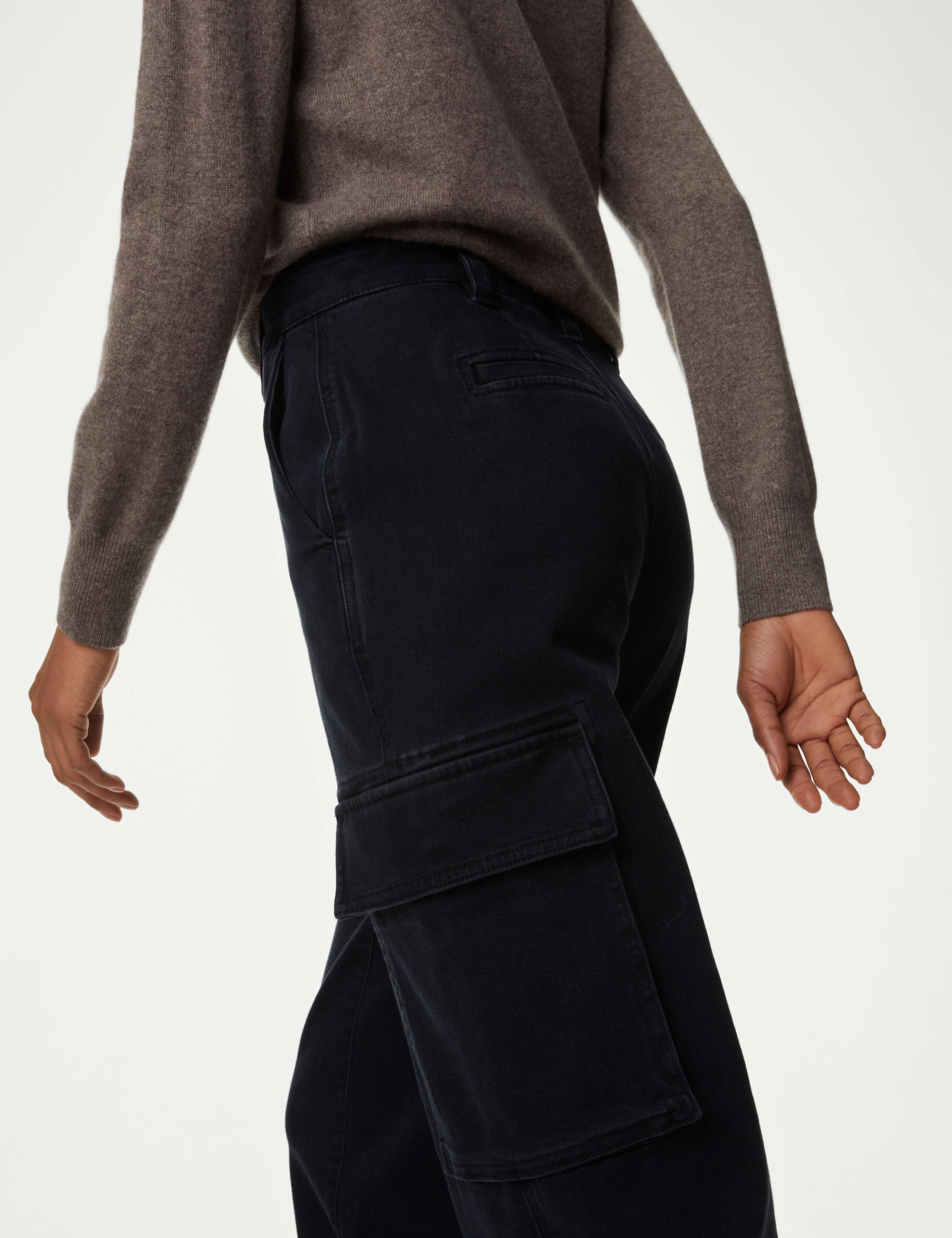 High Waisted Straight Leg Cargo Jeans 4 of 5