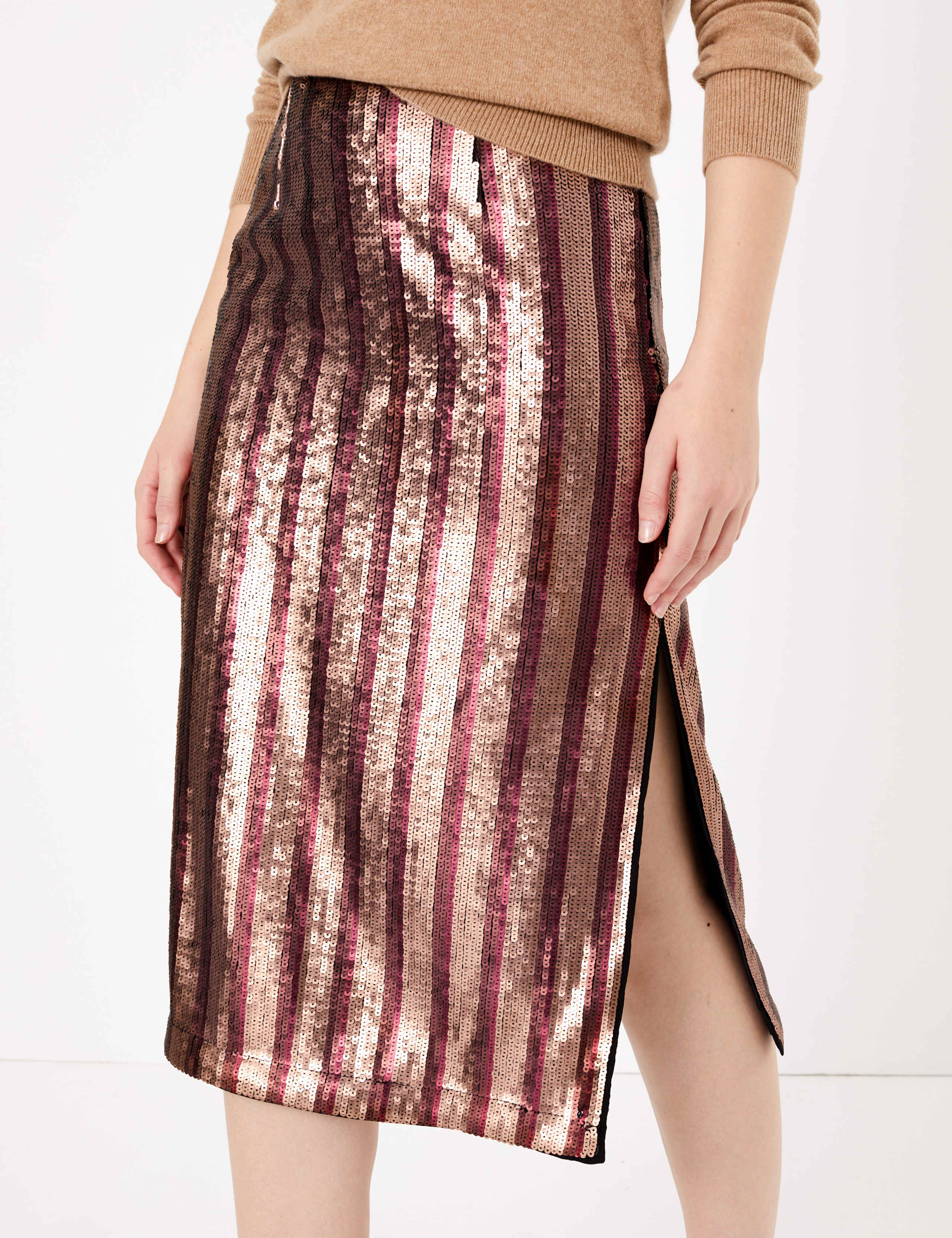 Sequin Striped Pencil Skirt 3 of 4