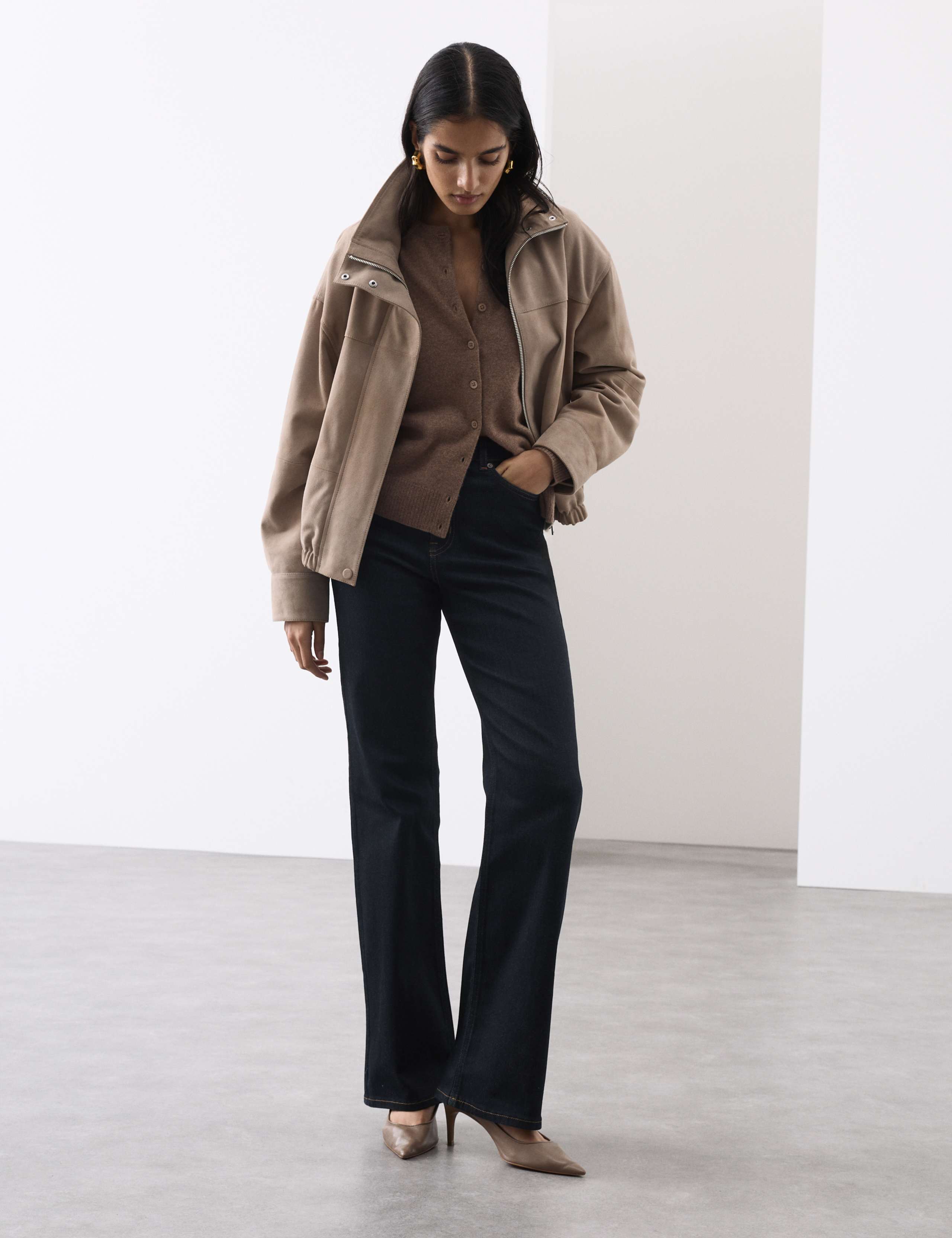 Lyocell Blend High Waisted Flared Jeans 1 of 7