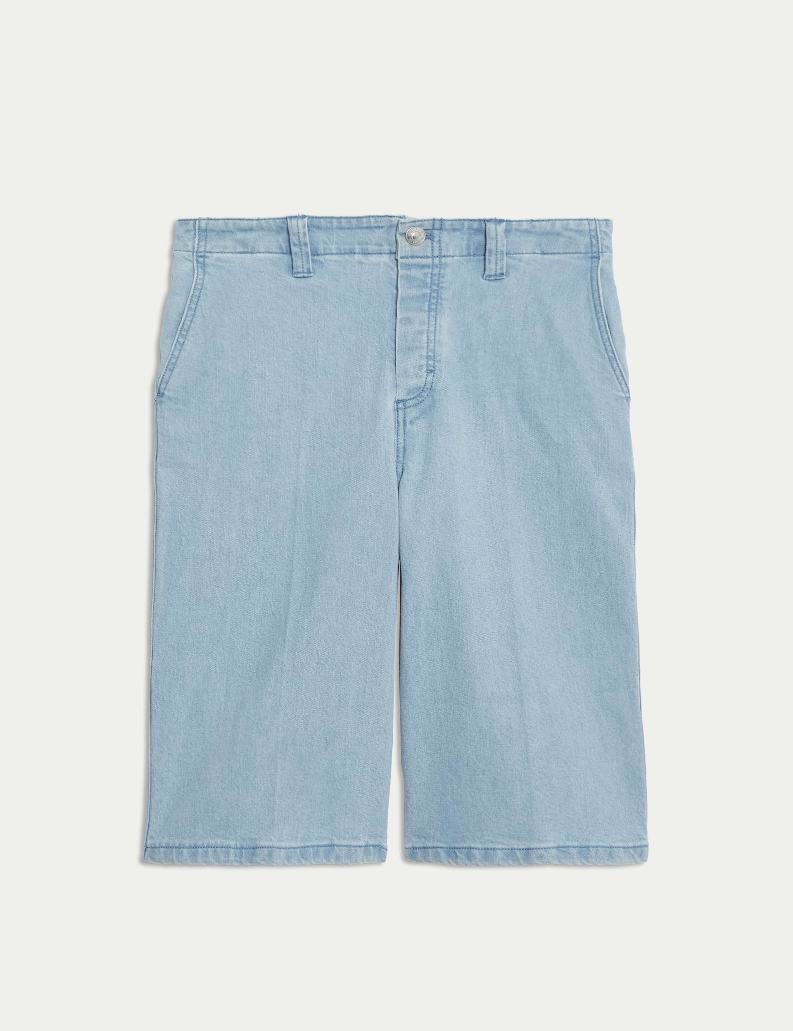 Denim High Waisted Knee Length Bermuda Shorts 2 of 5
