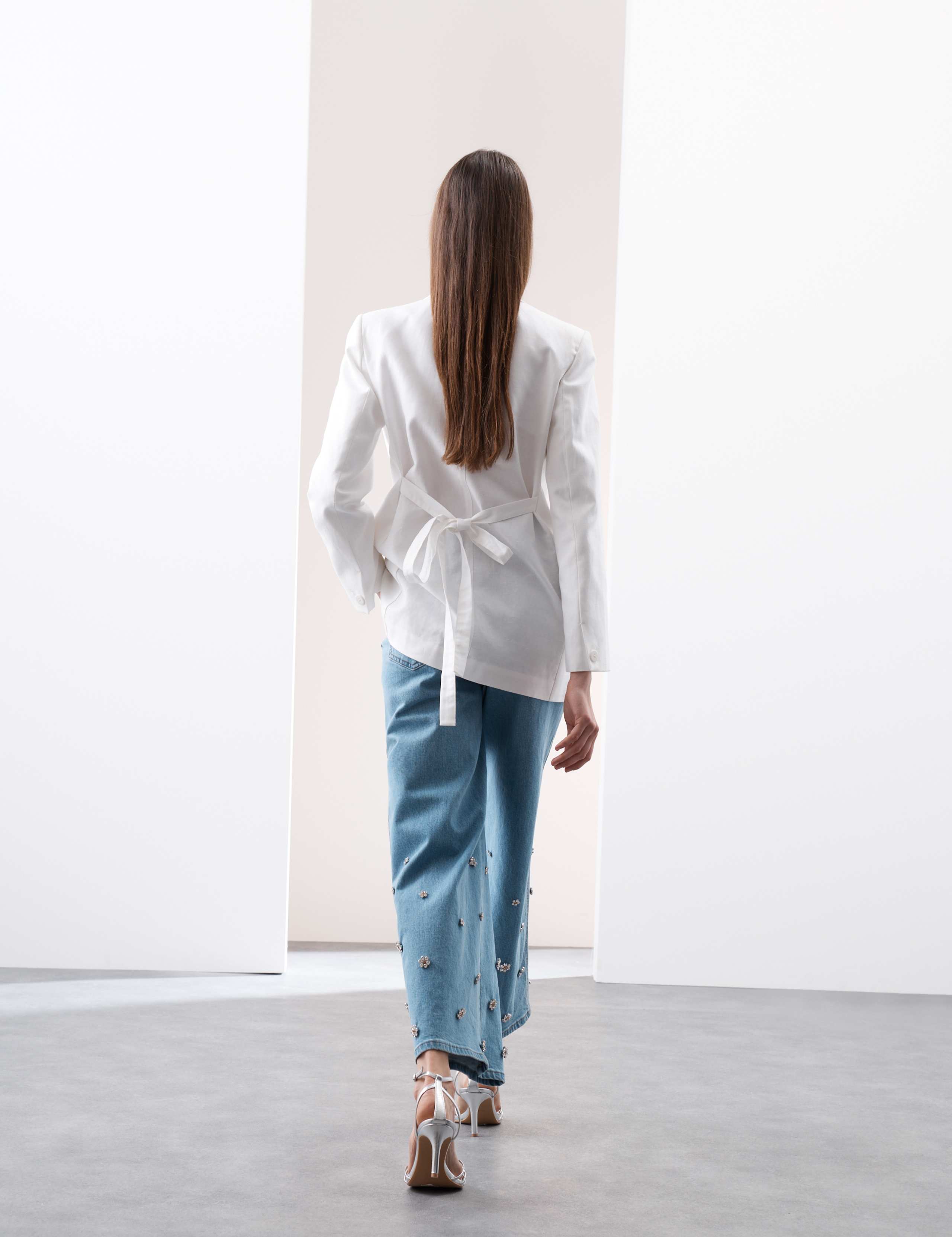 Denim High Waisted Embellished Wide Leg Jeans 6 of 6