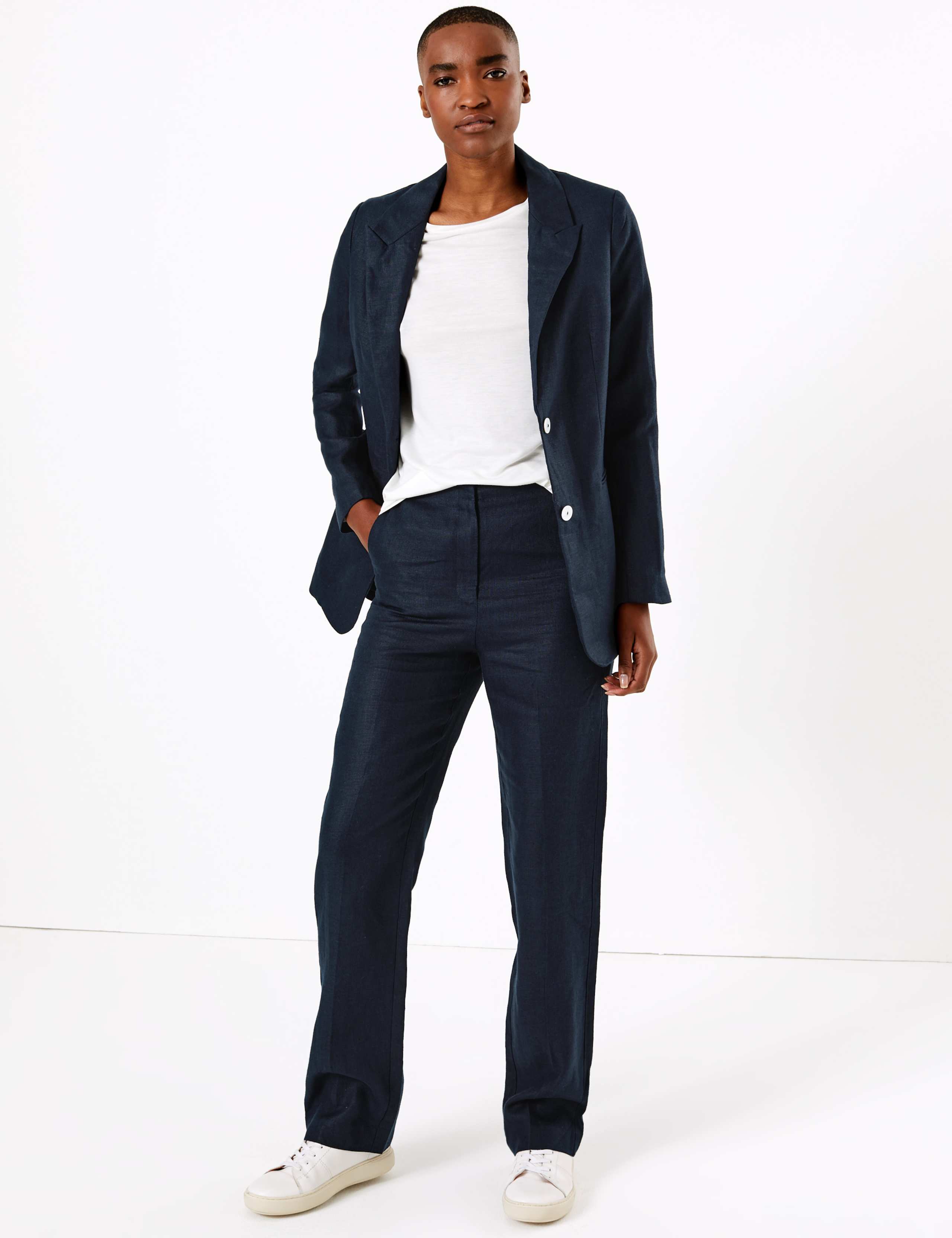Pure Irish Linen Straight Leg Trousers 6 of 6