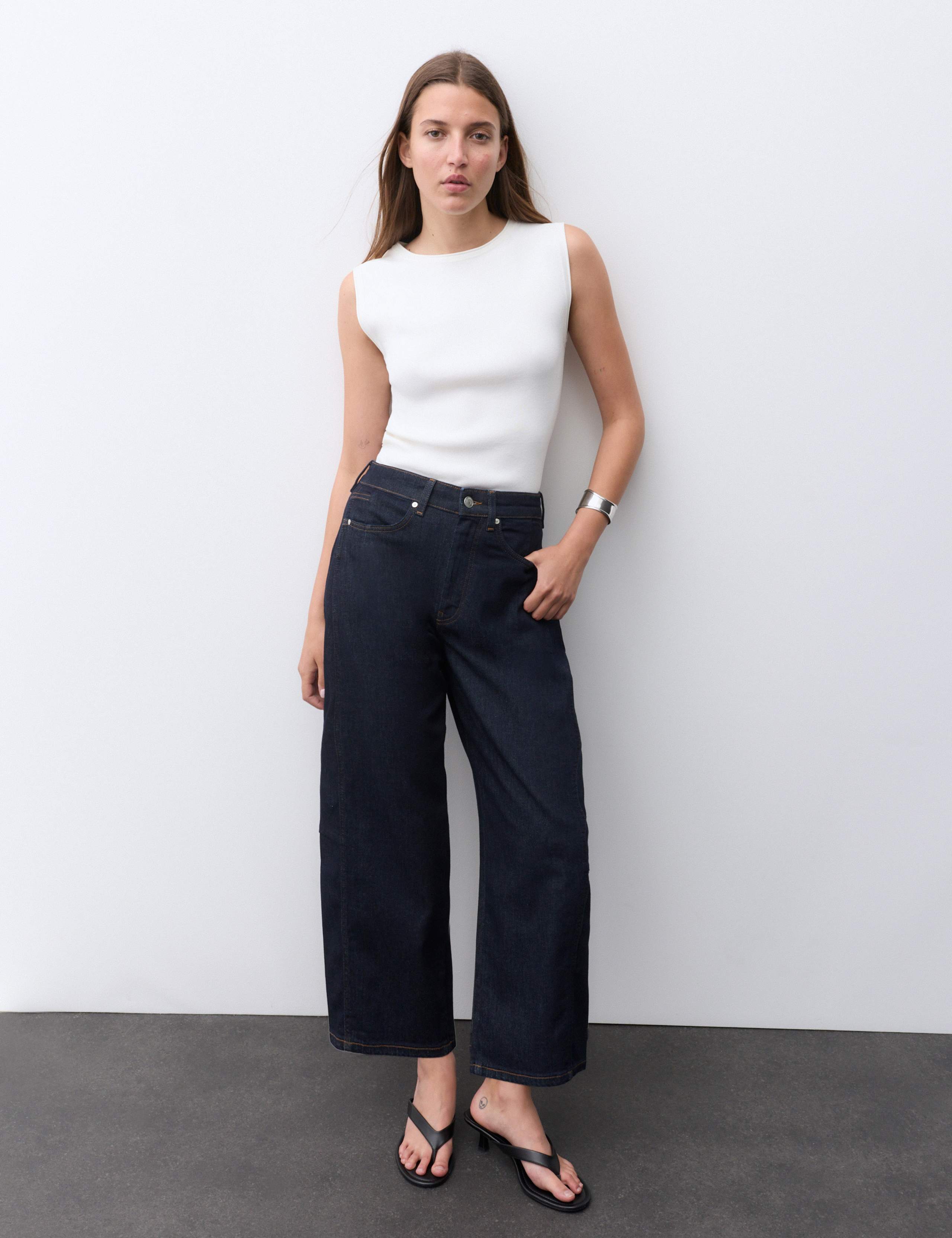 High Waisted Barrel Leg Ankle Grazer Jeans 1 of 6