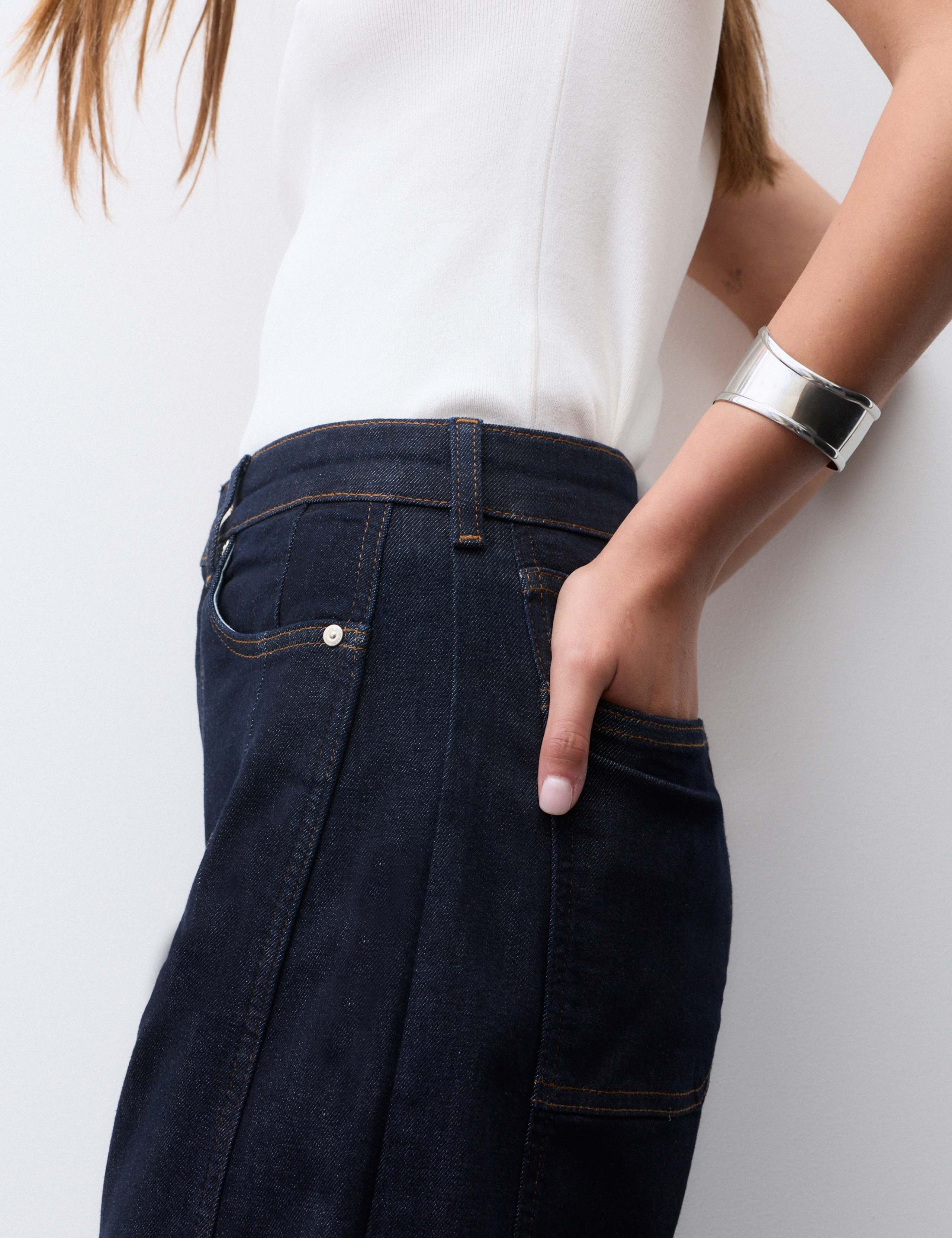 High Waisted Barrel Leg Ankle Grazer Jeans 6 of 6