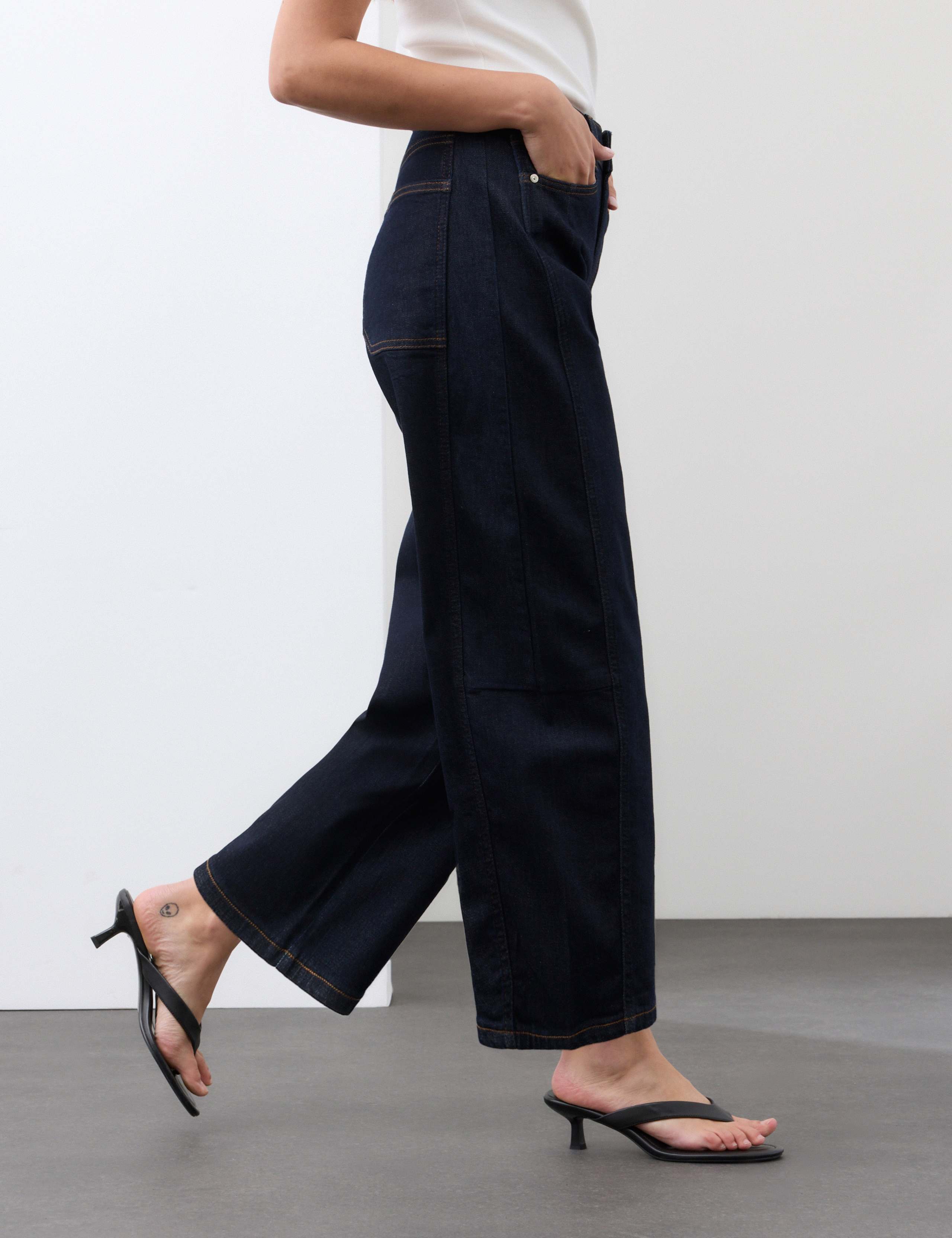 High Waisted Barrel Leg Ankle Grazer Jeans 4 of 6