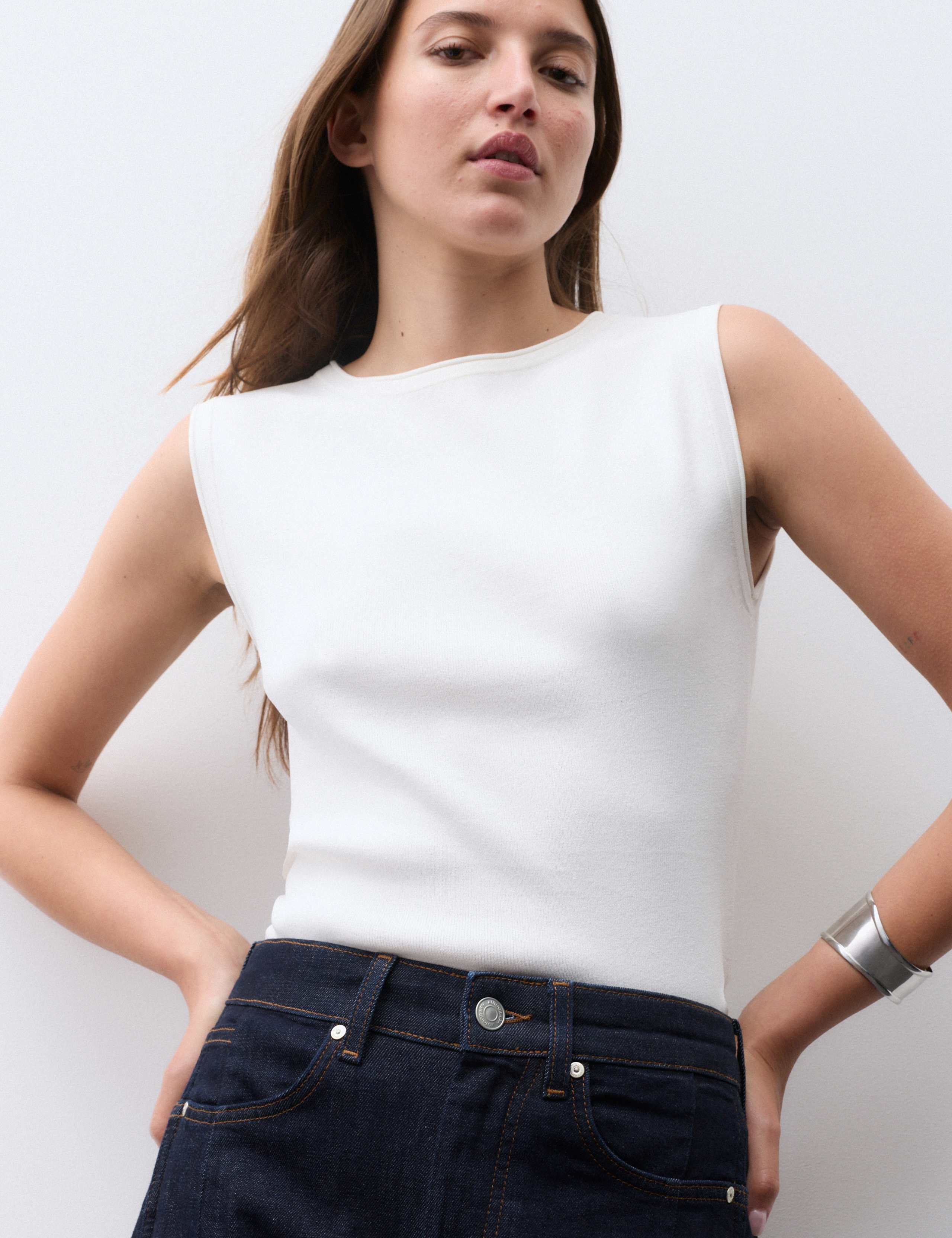 High Waisted Barrel Leg Ankle Grazer Jeans 5 of 6