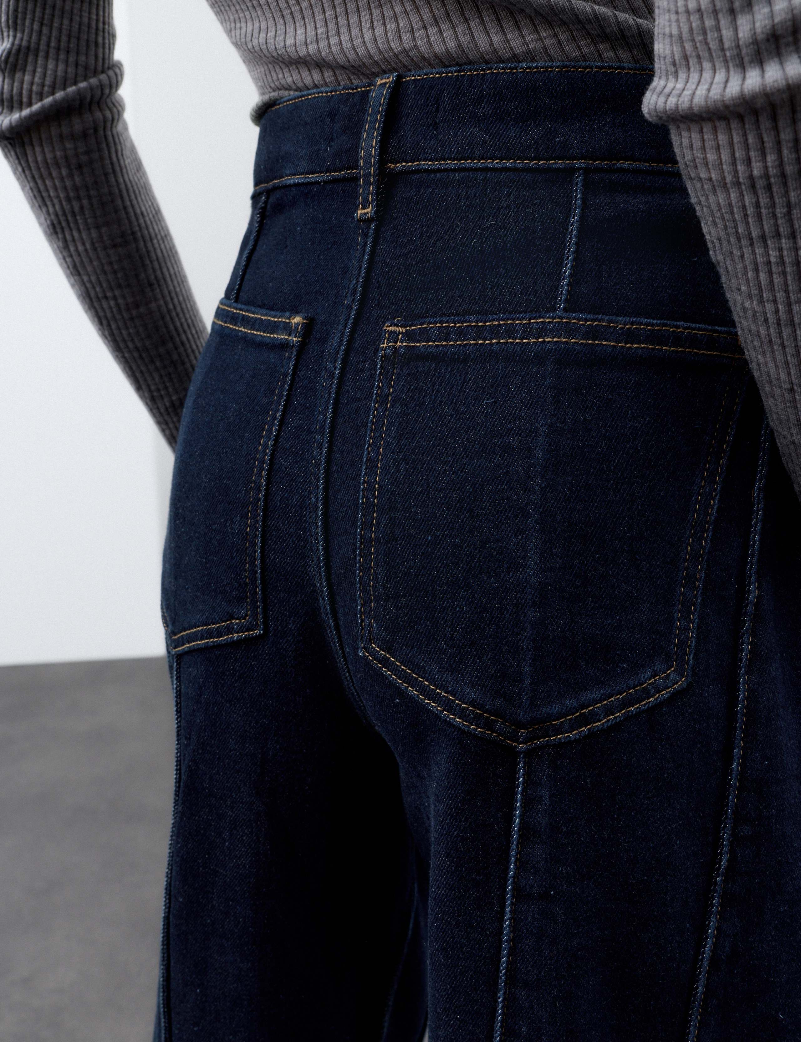 Lyocell Blend High Waisted Seam Detail Barrel Jeans 4 of 6