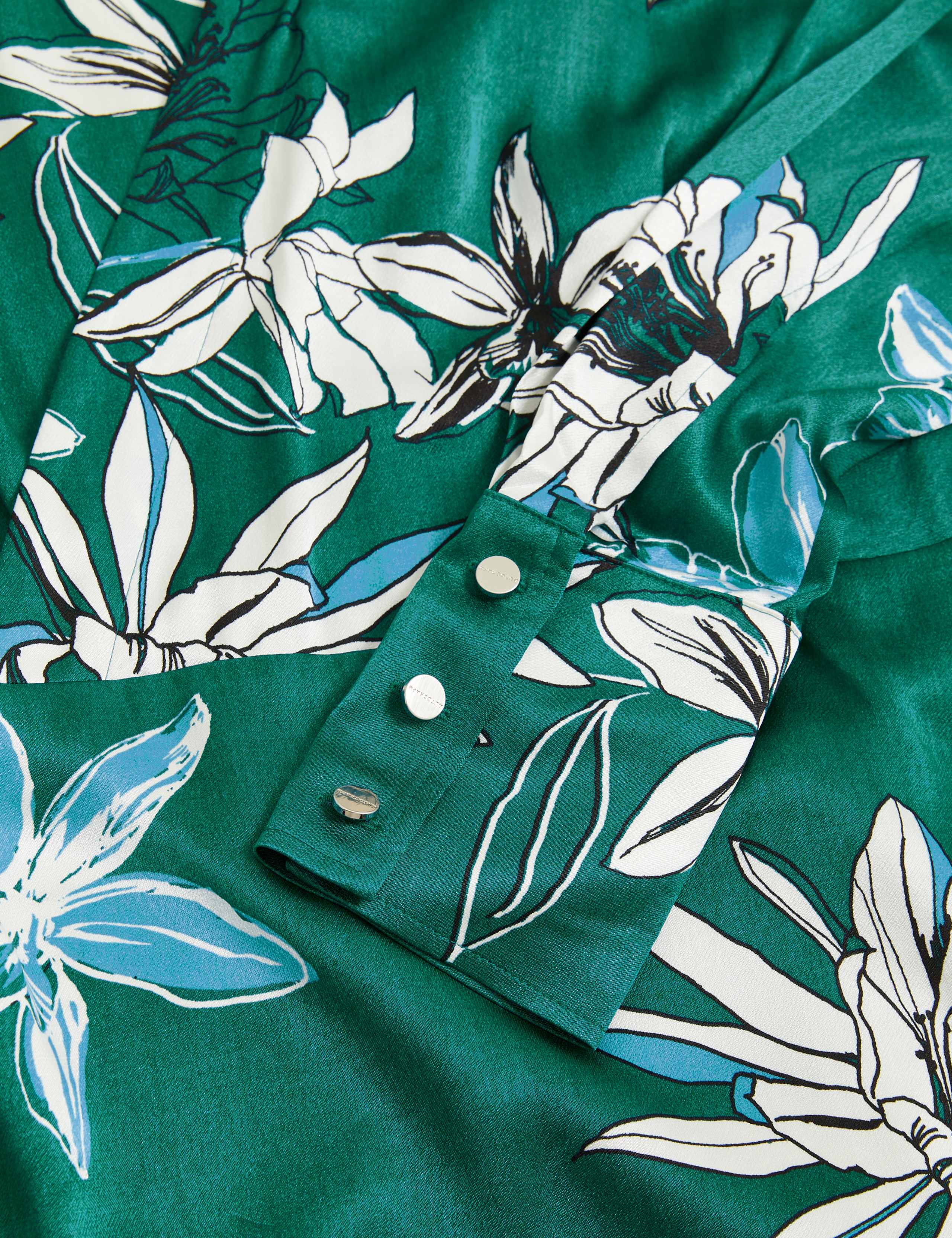 Satin Floral V-Neck Wrap Blouse 6 of 6