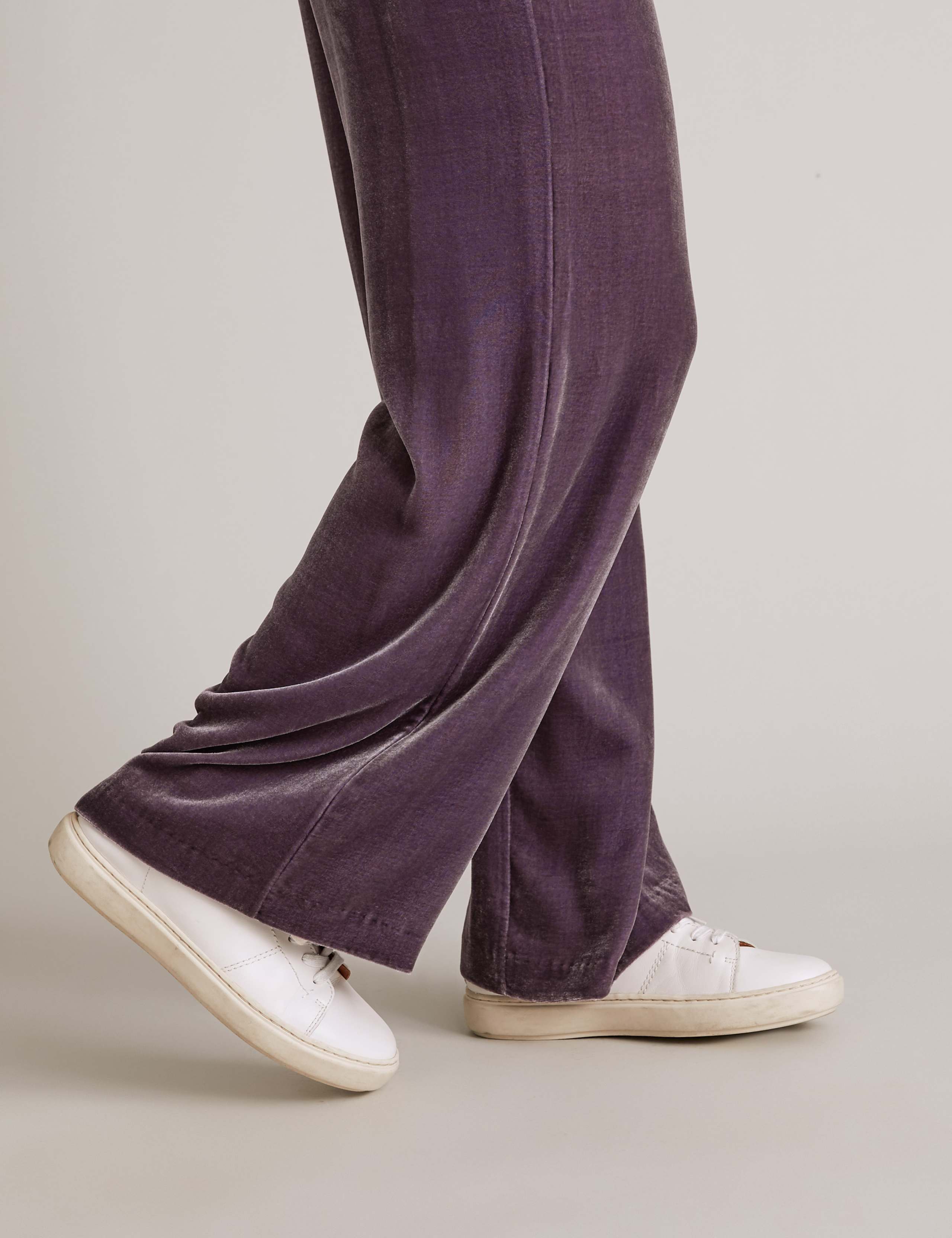 Velvet Wide Leg Trousers with Silk 4 of 5