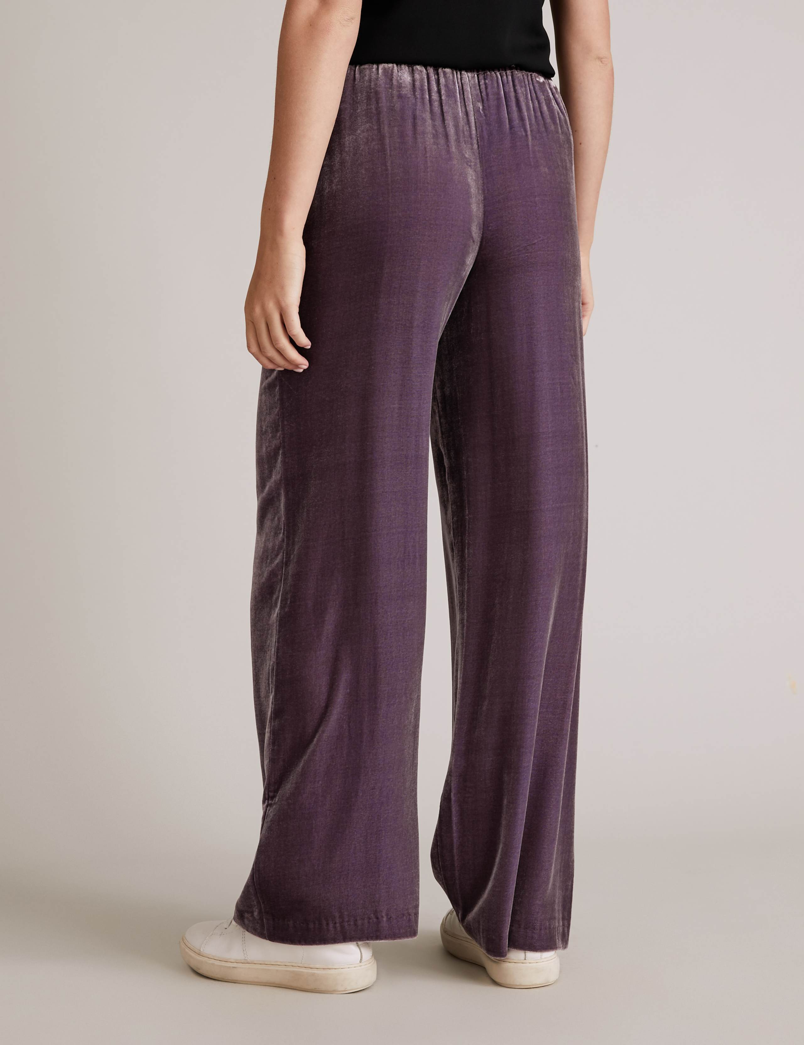 Velvet Wide Leg Trousers with Silk 5 of 5