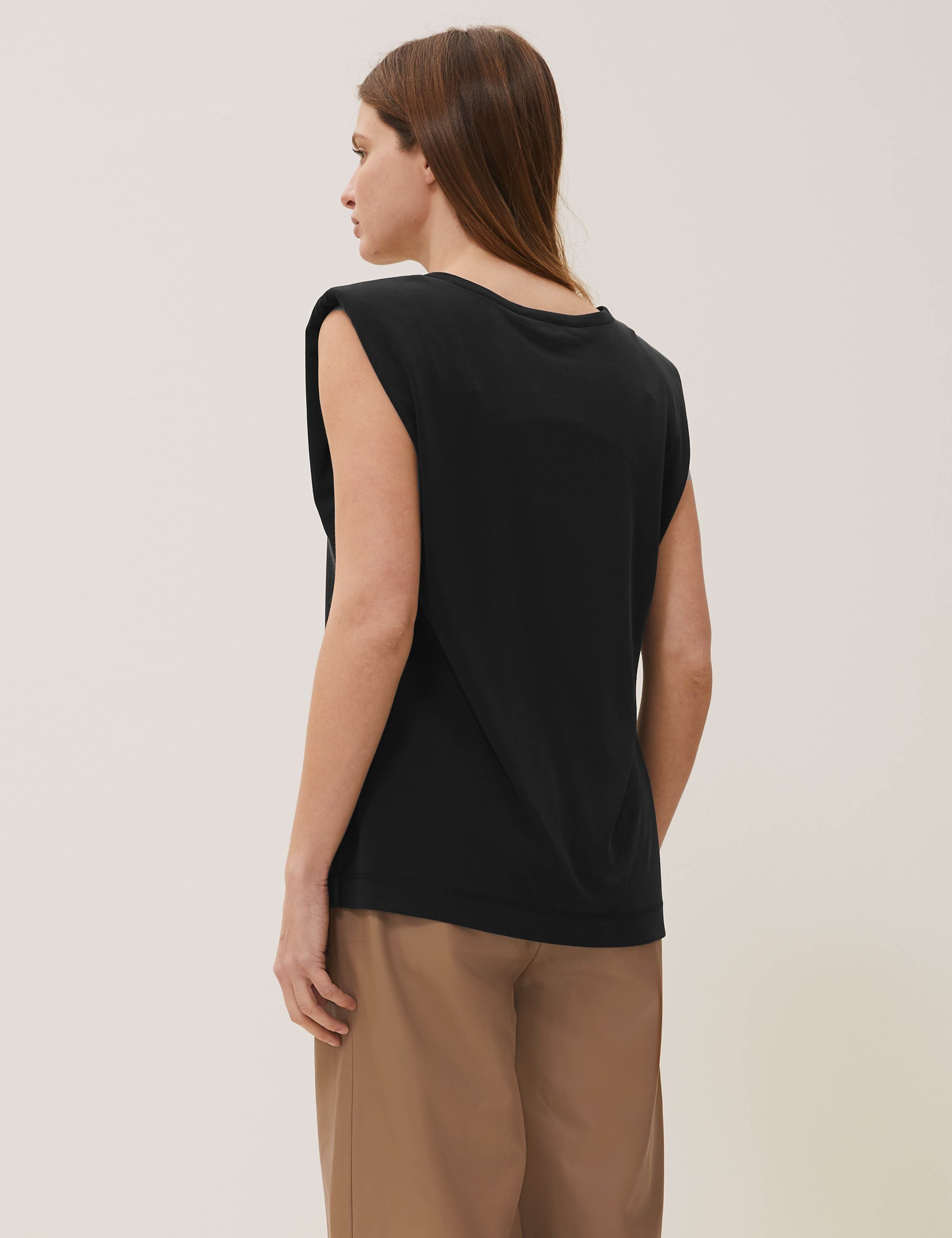 Modal Crew Neck Shoulder Pad Sleeveless Top 4 of 5
