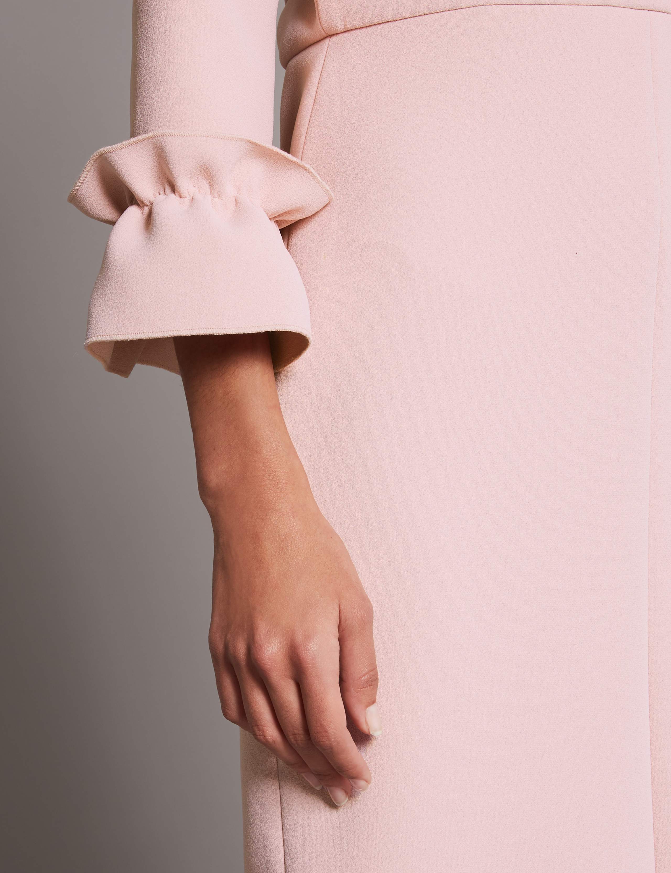 Ruffle Cuff 3/4 Sleeve Bodycon Midi Dress 5 of 5