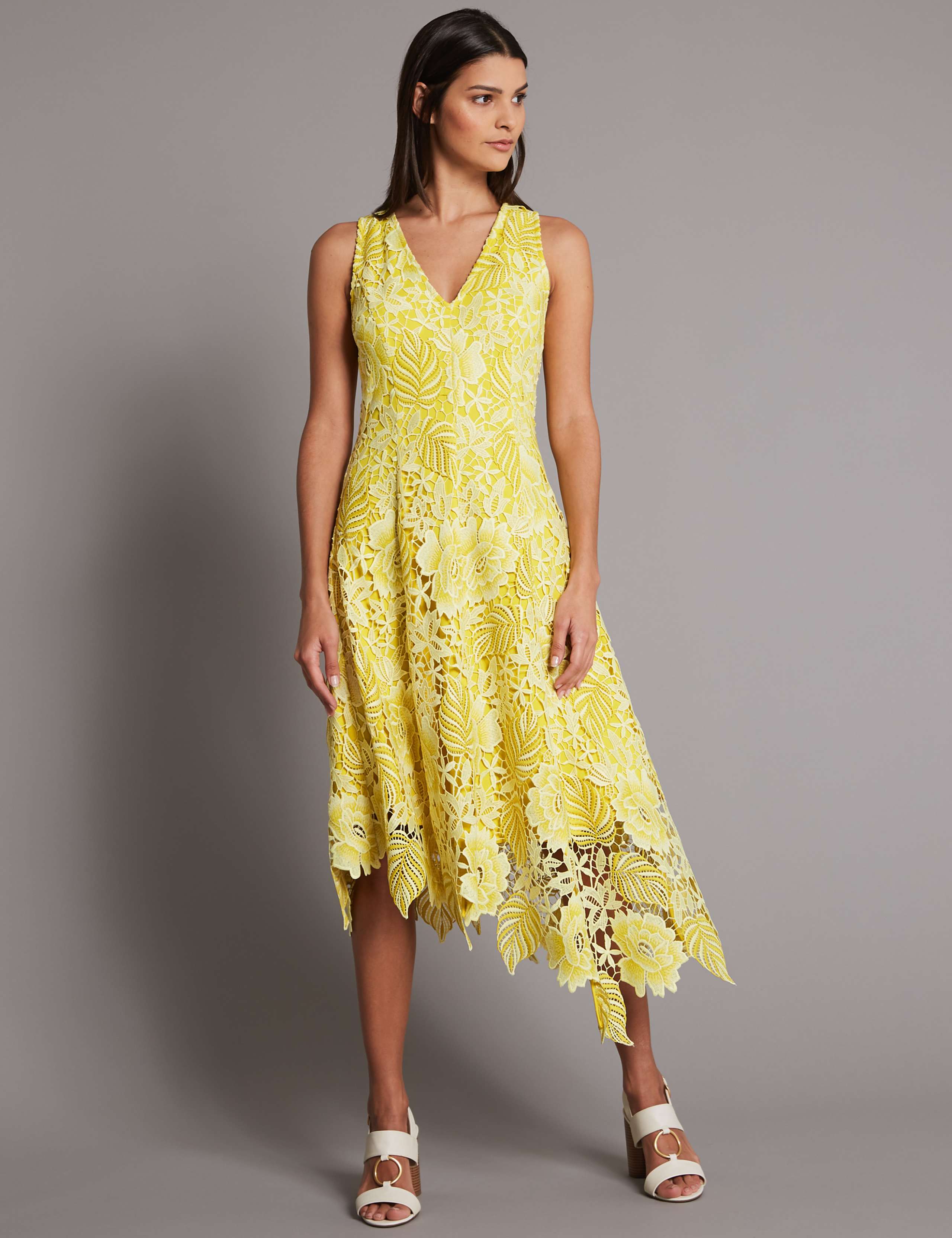 Floral Lace Asymmetric Midi Dress 3 of 6