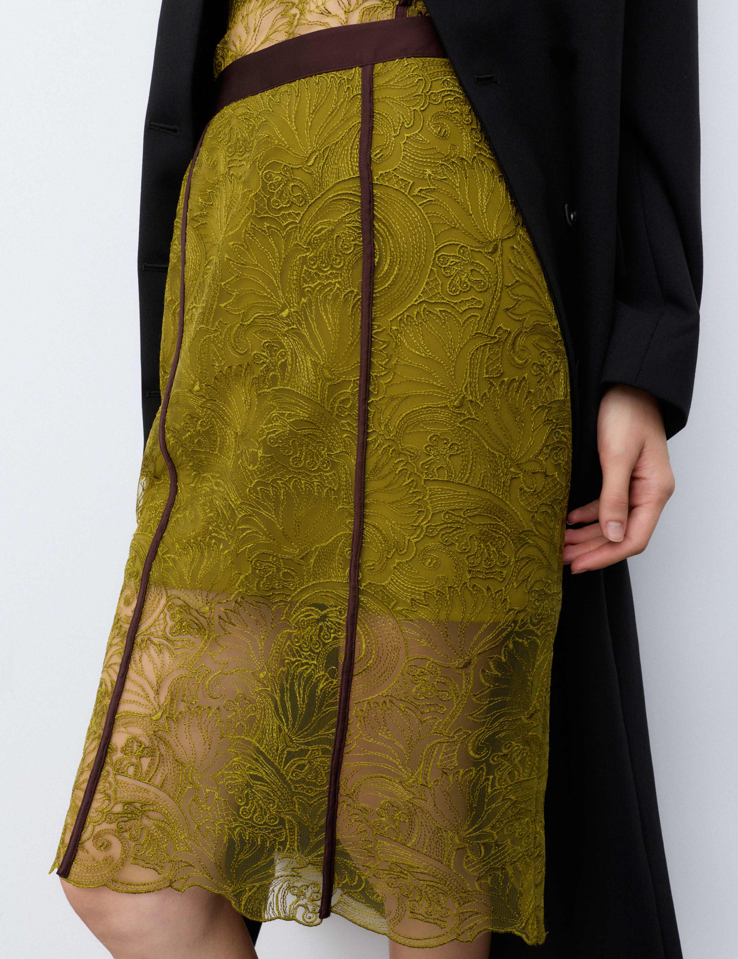 Embroidered Lace Knee Length Skirt 6 of 6