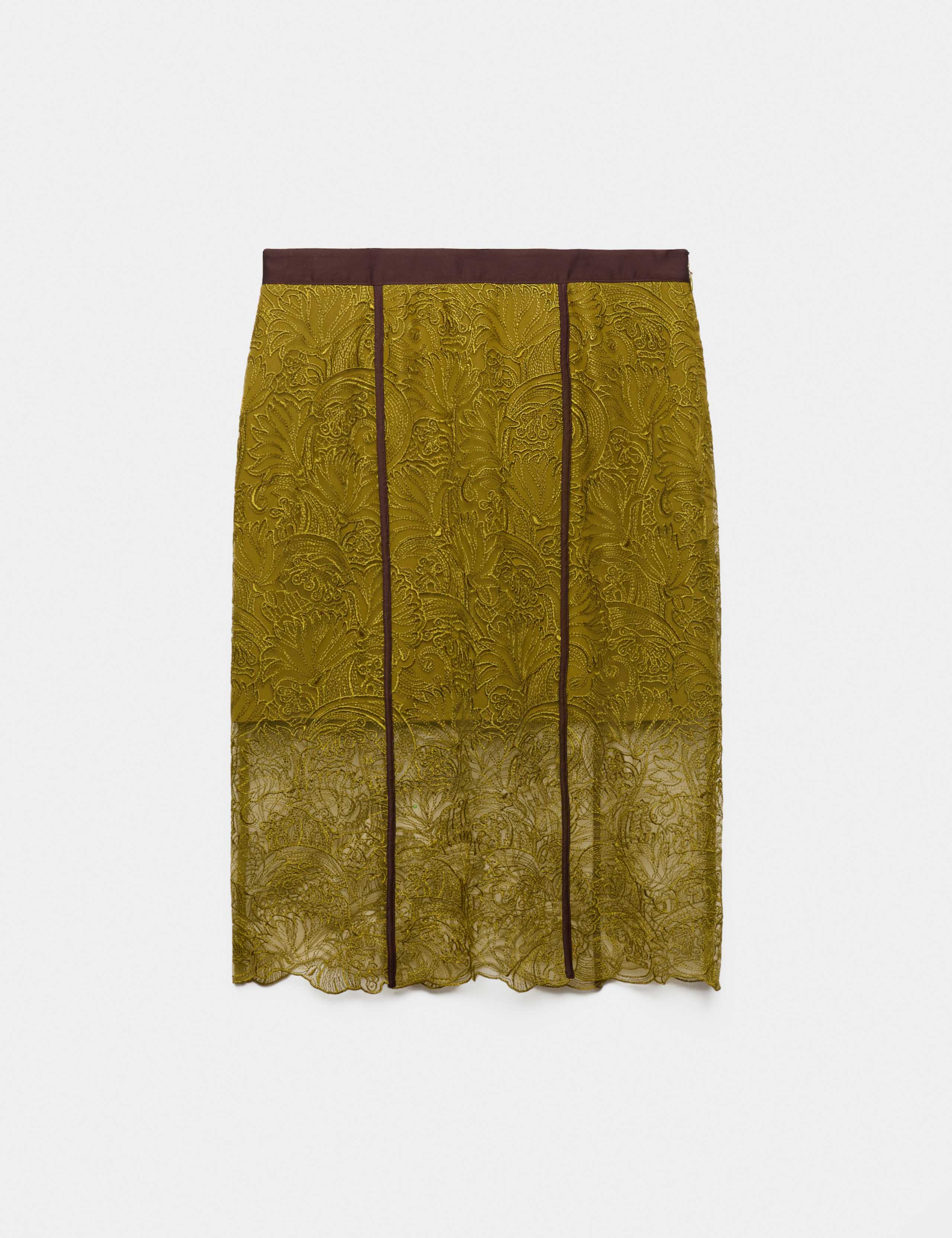 Embroidered Lace Knee Length Skirt 2 of 6