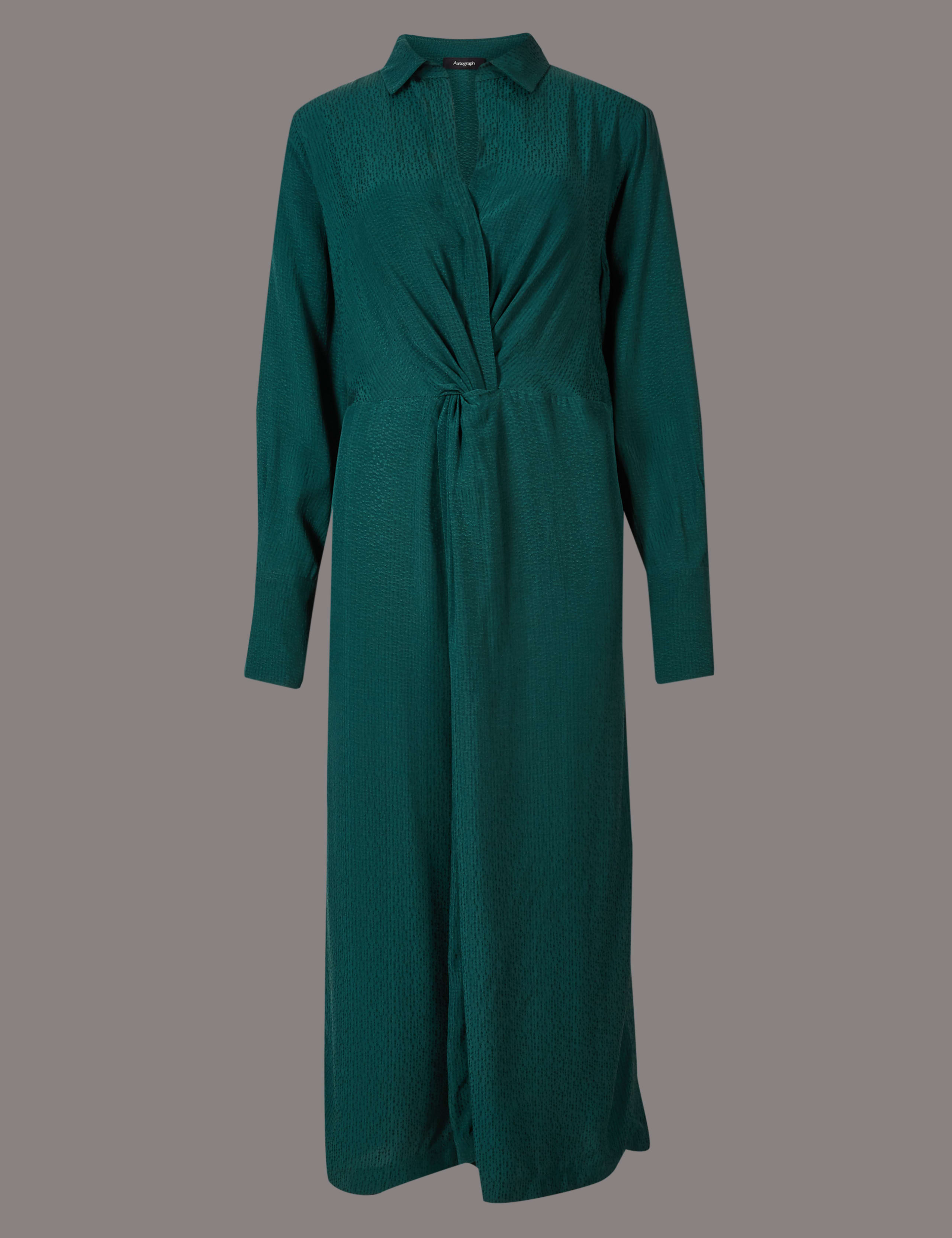 Textured Twist Knot Shirt Dress 2 of 5