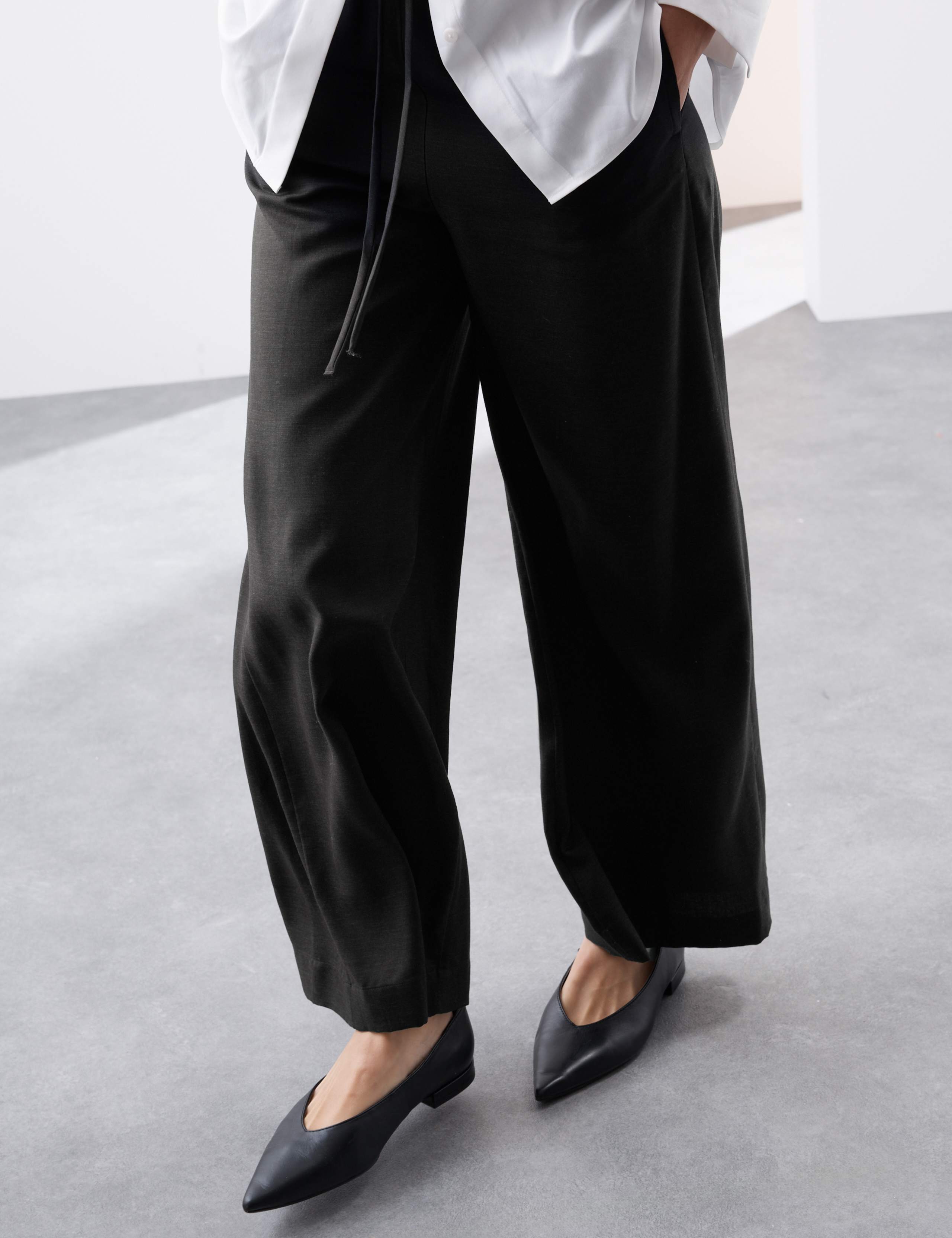 Lyocell Rich Wide Leg Trousers with Wool 3 of 6